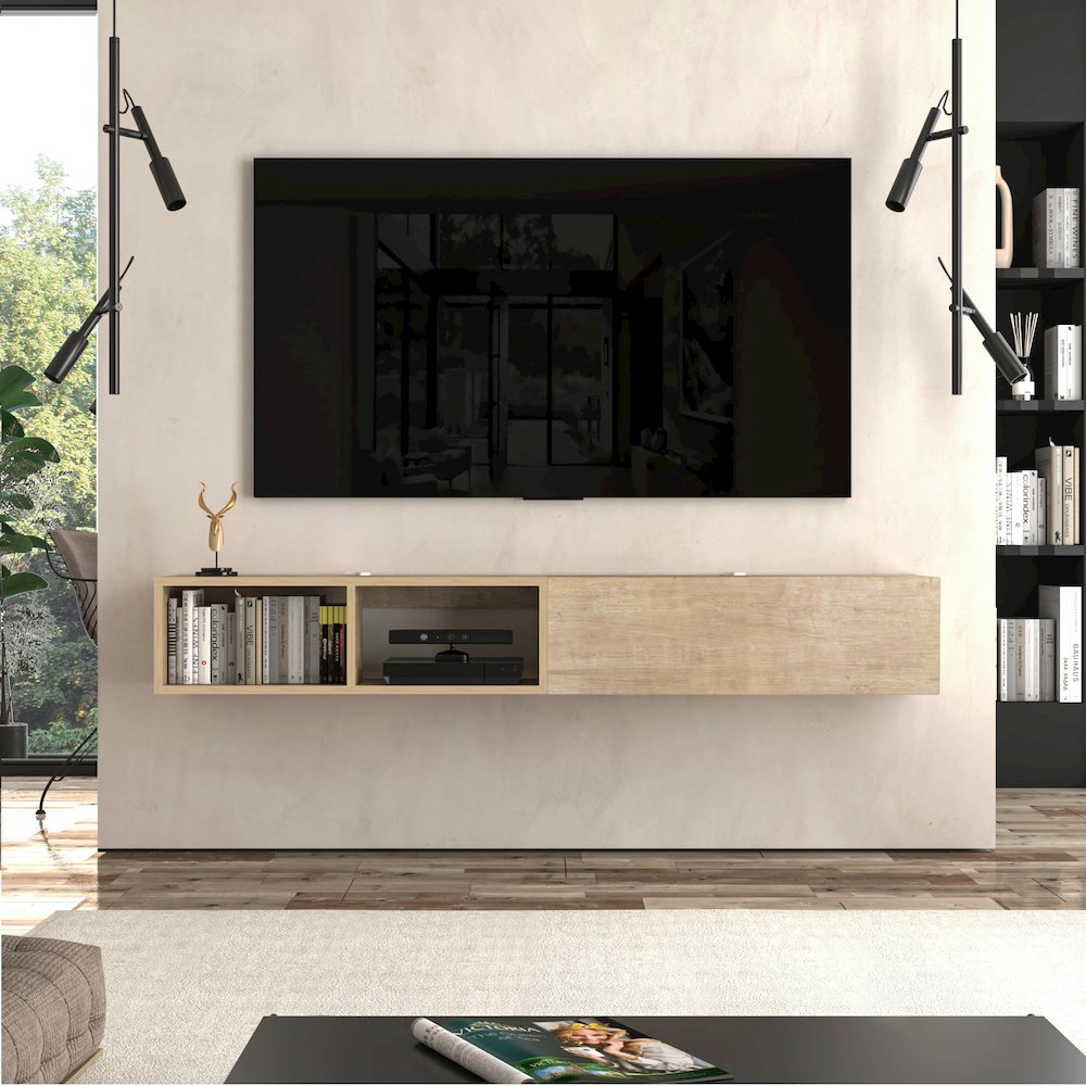 Floating TV Stand & Floating Entertainment Center (71 Inch, 1 Door 2 Shelves). Picture 4