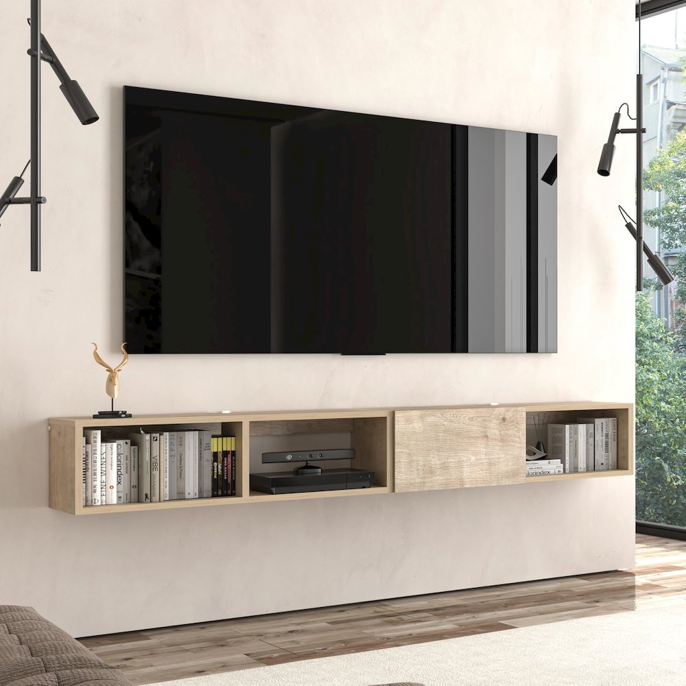 Floating TV Stand for 75 Inch TV, Wall Mounted TV Stand. Picture 5