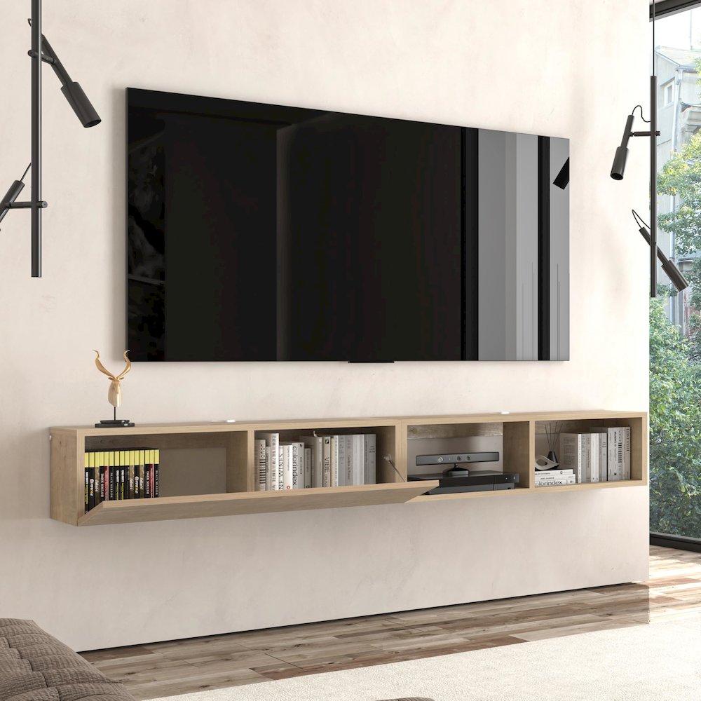 Floating TV Stand & Floating Entertainment Center (71 Inch, 1 Door 2 Shelves). Picture 6