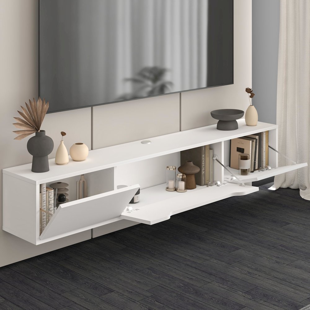Floating TV Stand for Up to 80 Inch TVs – Wall Mounted Media Console. Picture 4