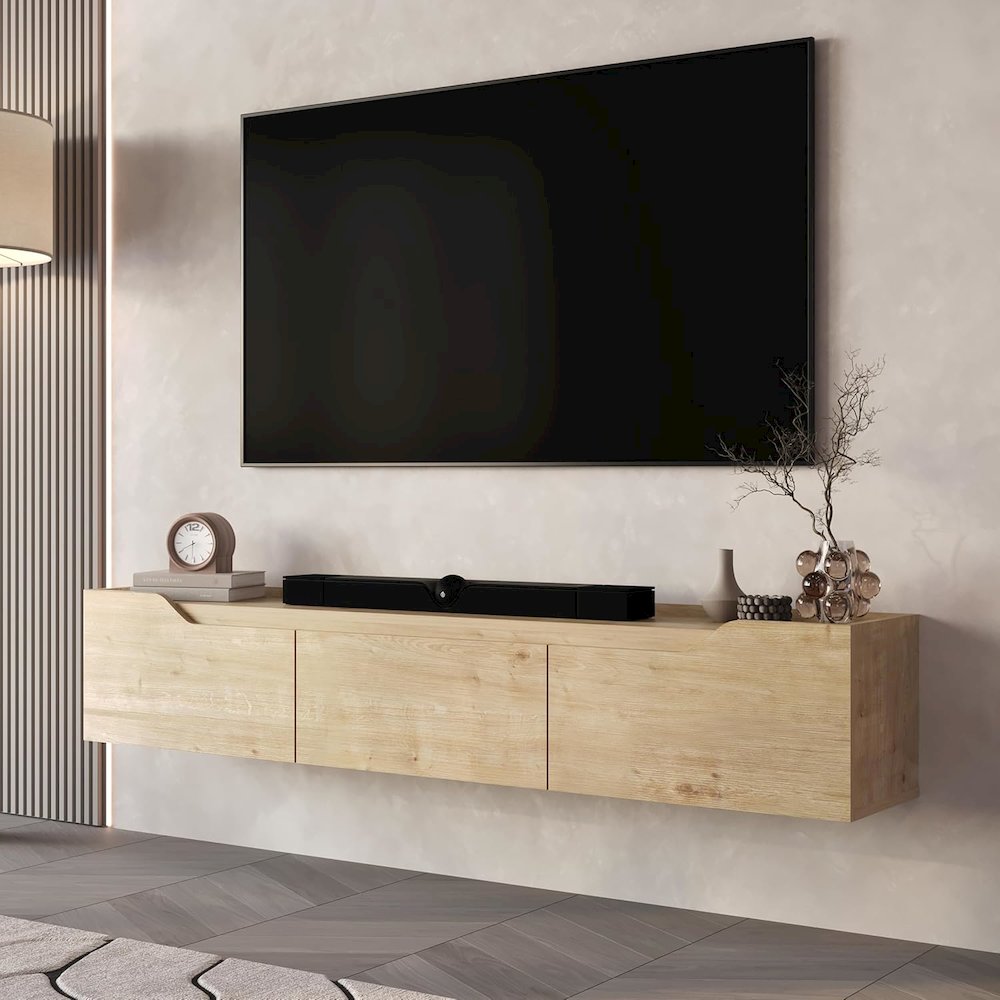 Floating TV Stand for 75 Inch TVs, Modern Entertainment Center. Picture 4