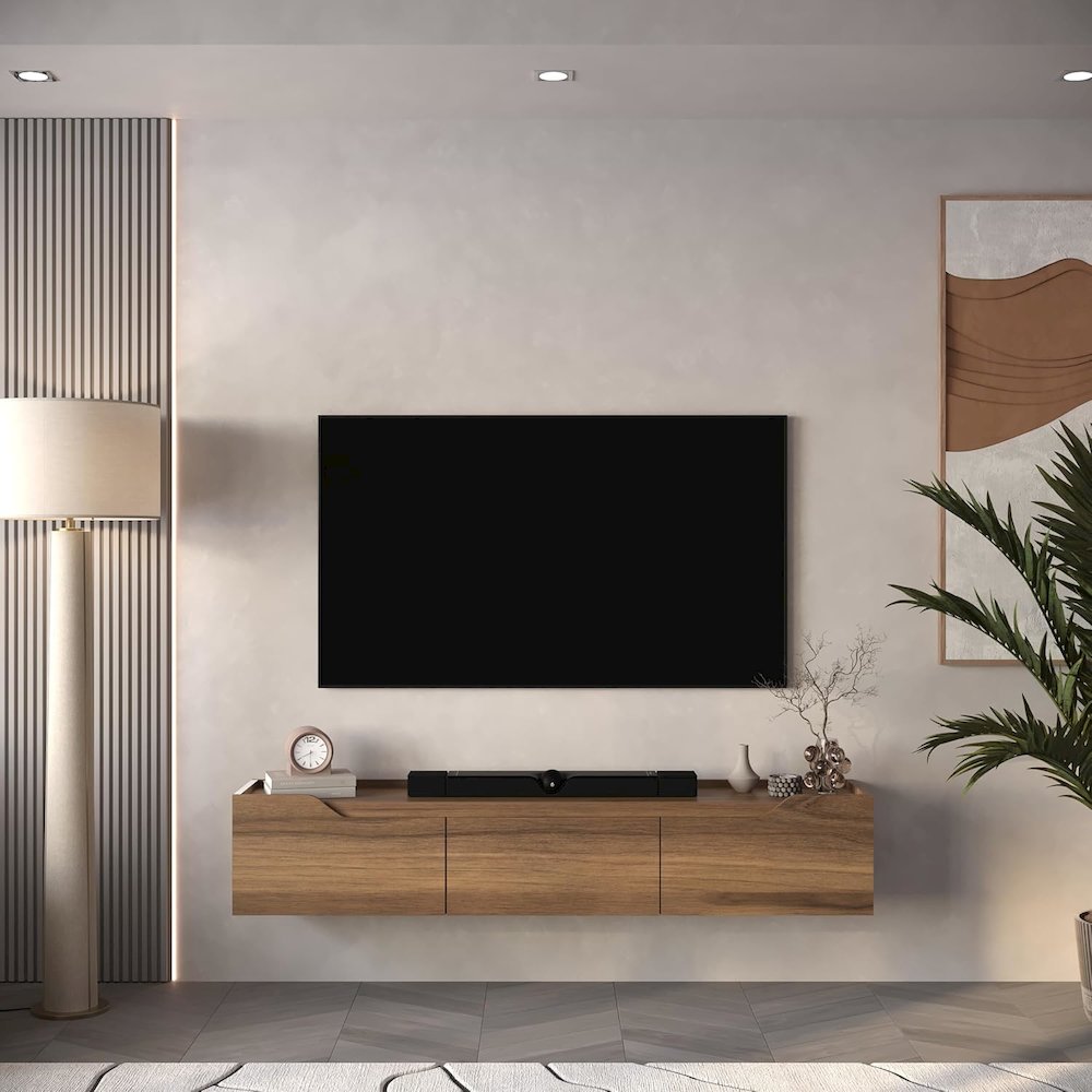 Floating TV Stand for 75 Inch TVs, Modern Entertainment Center. Picture 8