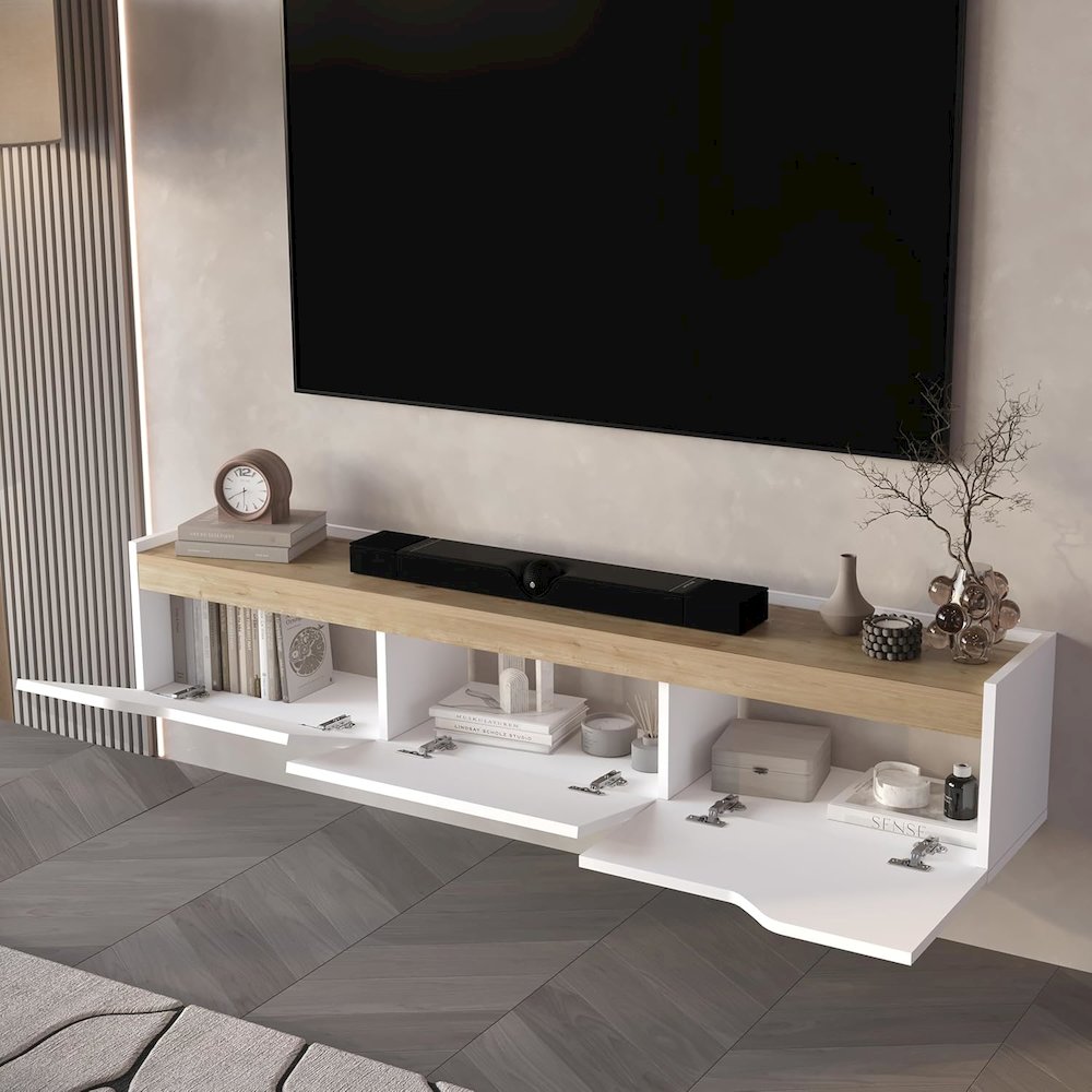 Floating TV Stand for 75 Inch TVs, Modern Entertainment Center. Picture 6