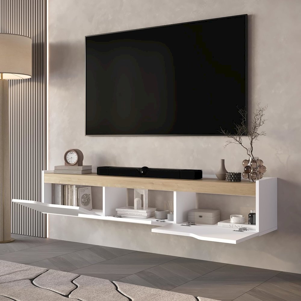 Floating TV Stand for 75 Inch TVs, Modern Entertainment Center. Picture 5