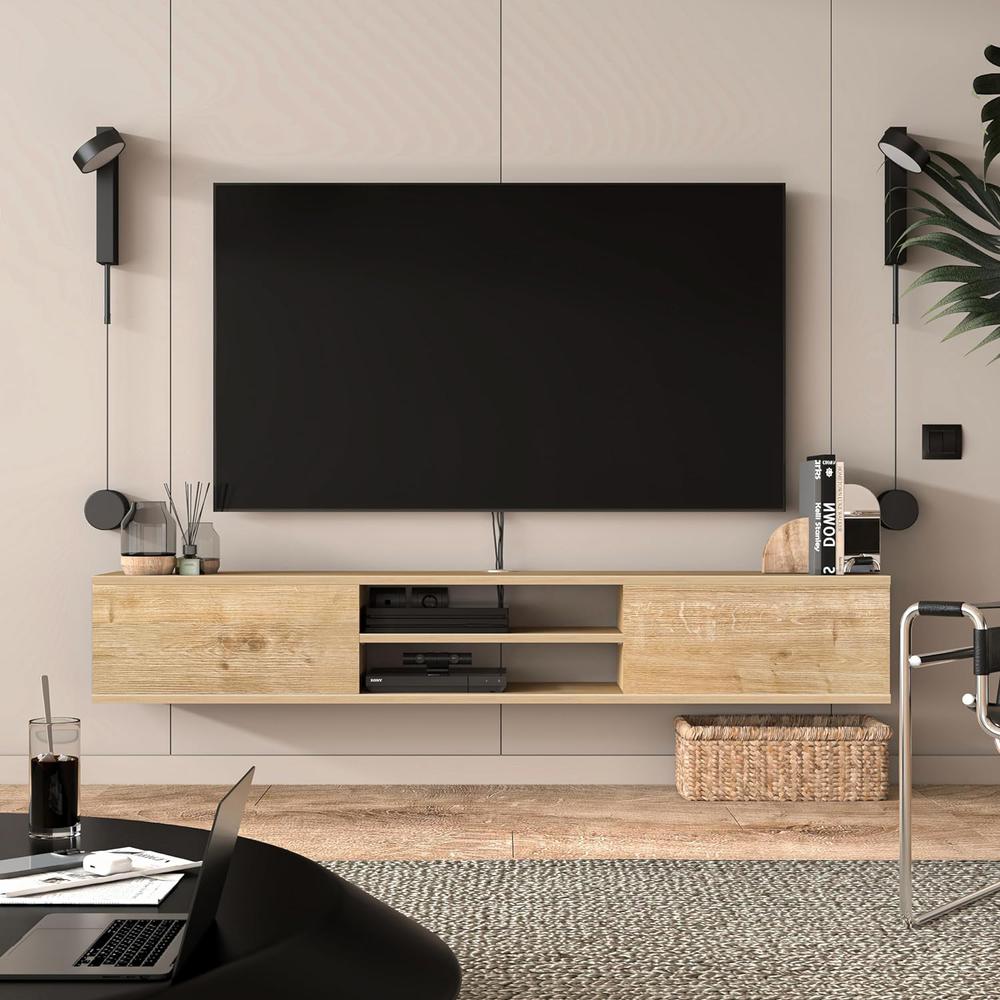Floating TV Stand 70 Inch Wall Mounted Entertainment Center. Picture 1