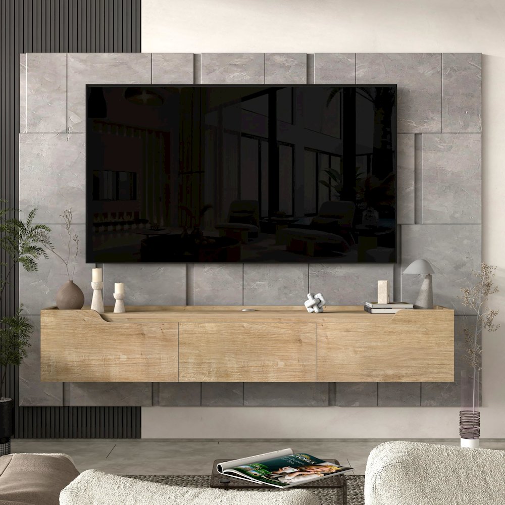 Floating TV Stand for Up to 80 Inch TVs – Wall Mounted Entertainment Center. Picture 4
