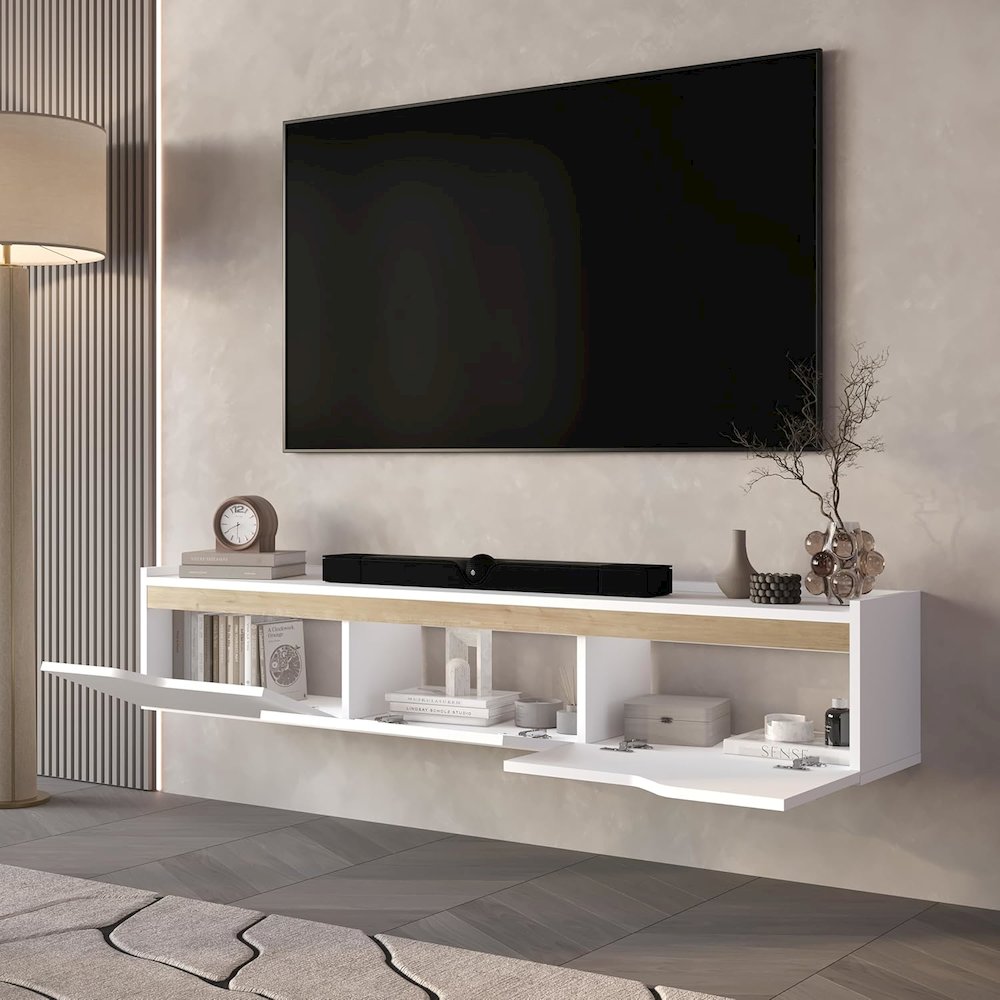 Floating TV Stand for 75 Inch TVs, Modern Entertainment Center. Picture 5