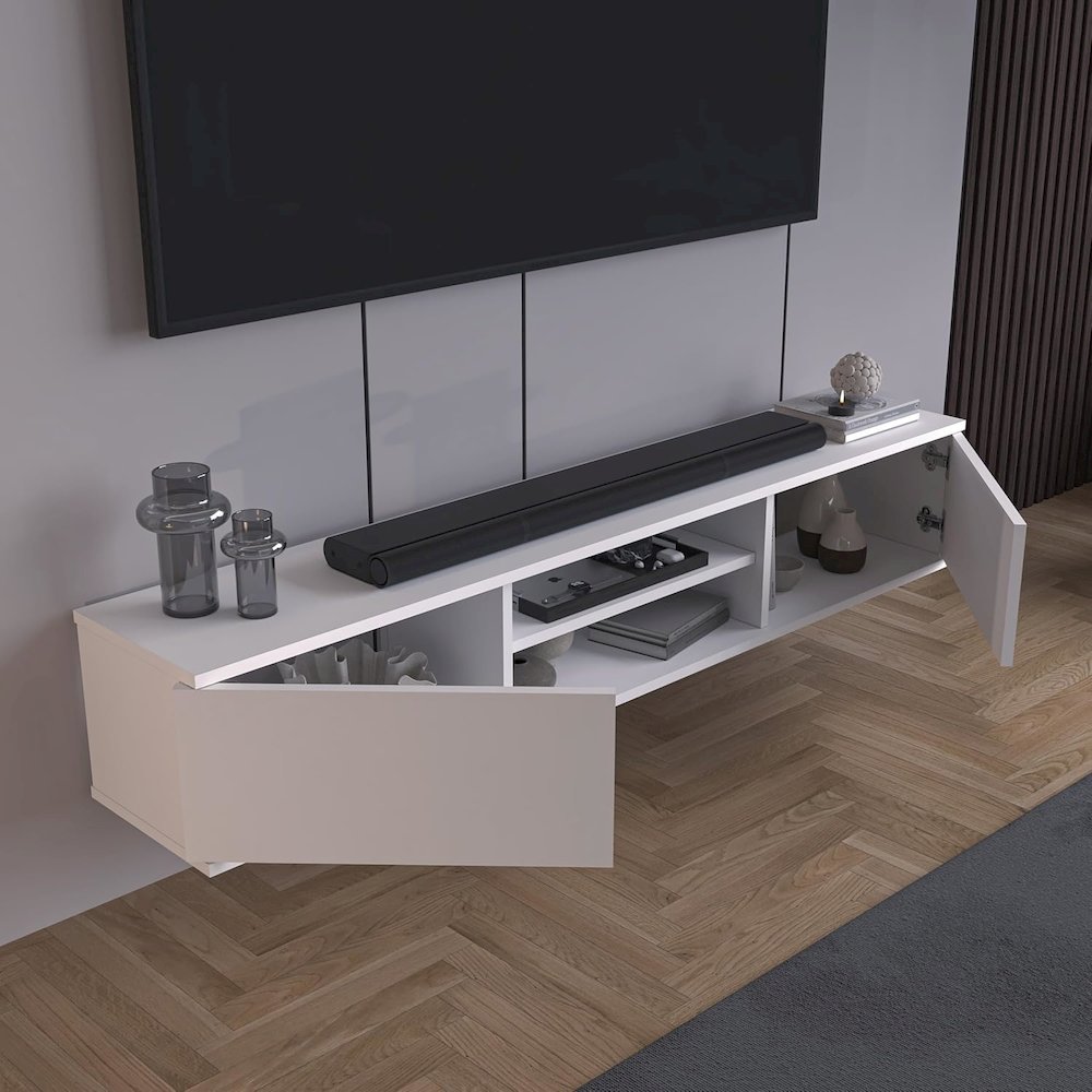 Floating TV Stand for 75 Inch TVs, Modern Entertainment Center. Picture 7