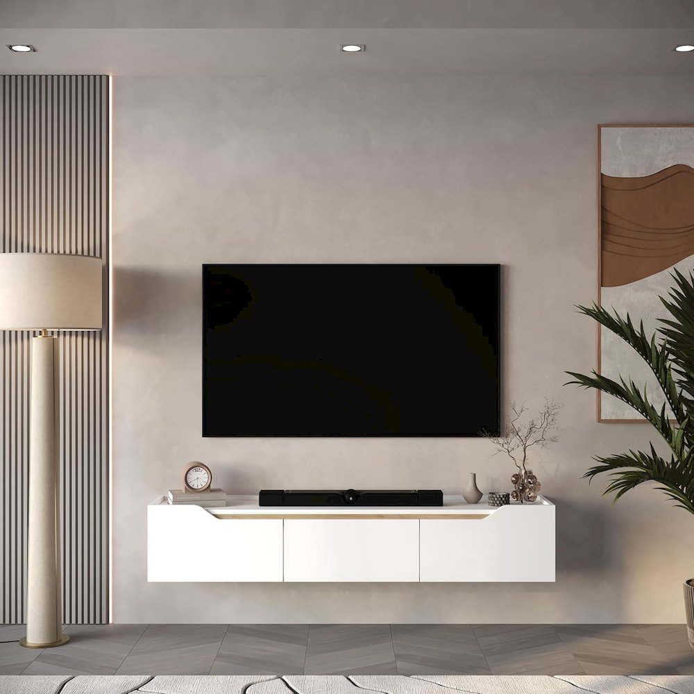 Floating TV Stand for 75 Inch TVs, Modern Entertainment Center. Picture 8