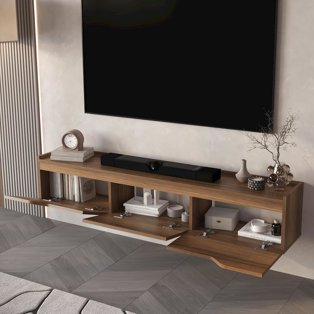 Floating TV Stand for 75 Inch TVs, Modern Entertainment Center. Picture 6