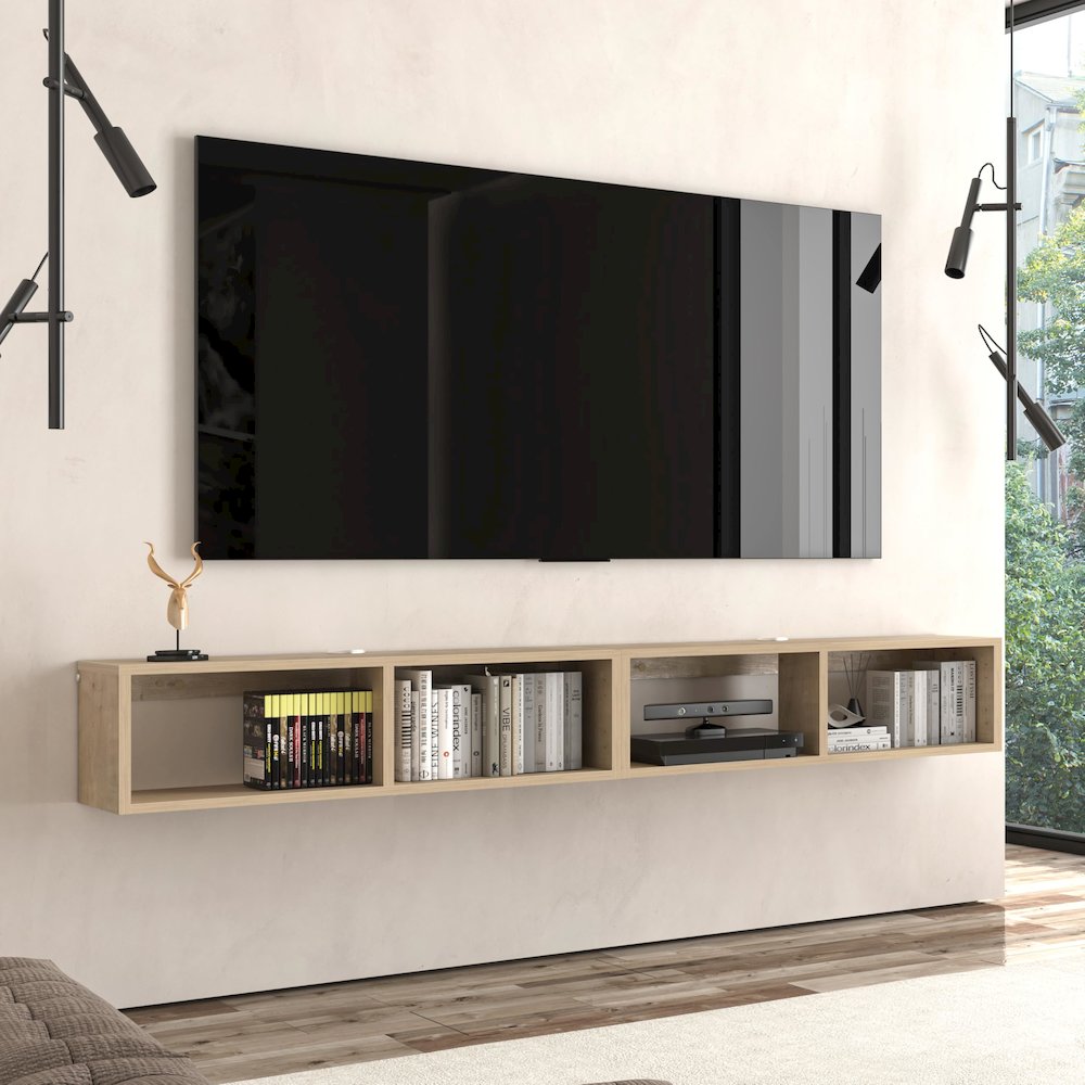 Floating TV Shelf - 75 Inch TV Stand - Modern Wall Mounted Design. Picture 5