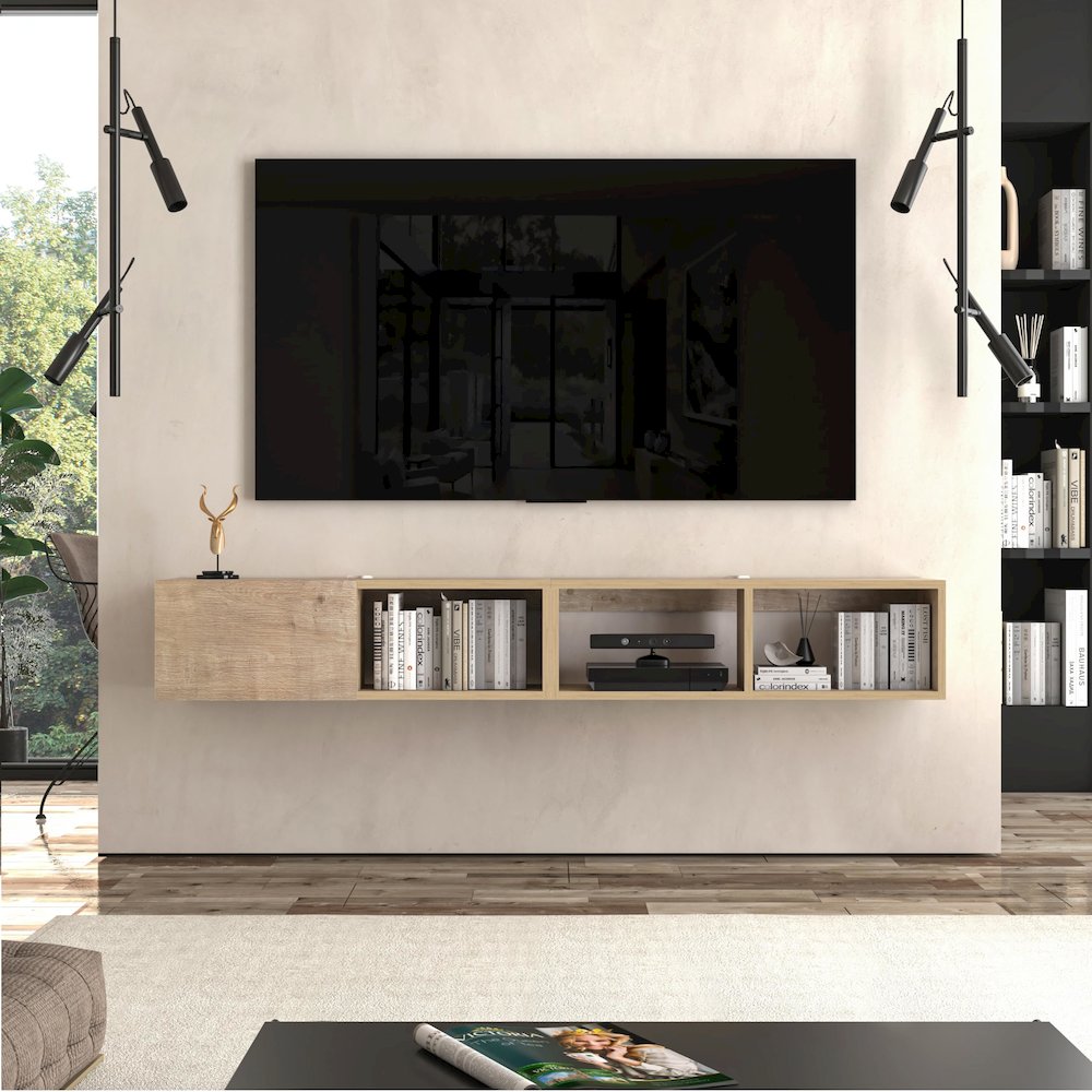Floating TV Stand for 75 Inch TV, Wall Mounted TV Stand. Picture 4