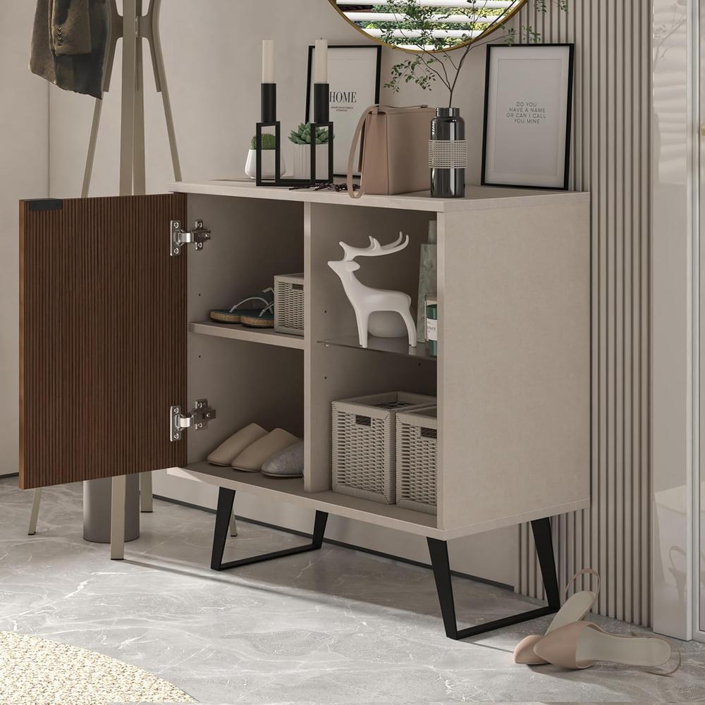 Sideboard Buffet, Kitchen Storage Cabinet with Adjustable Glass Shelf. Picture 4
