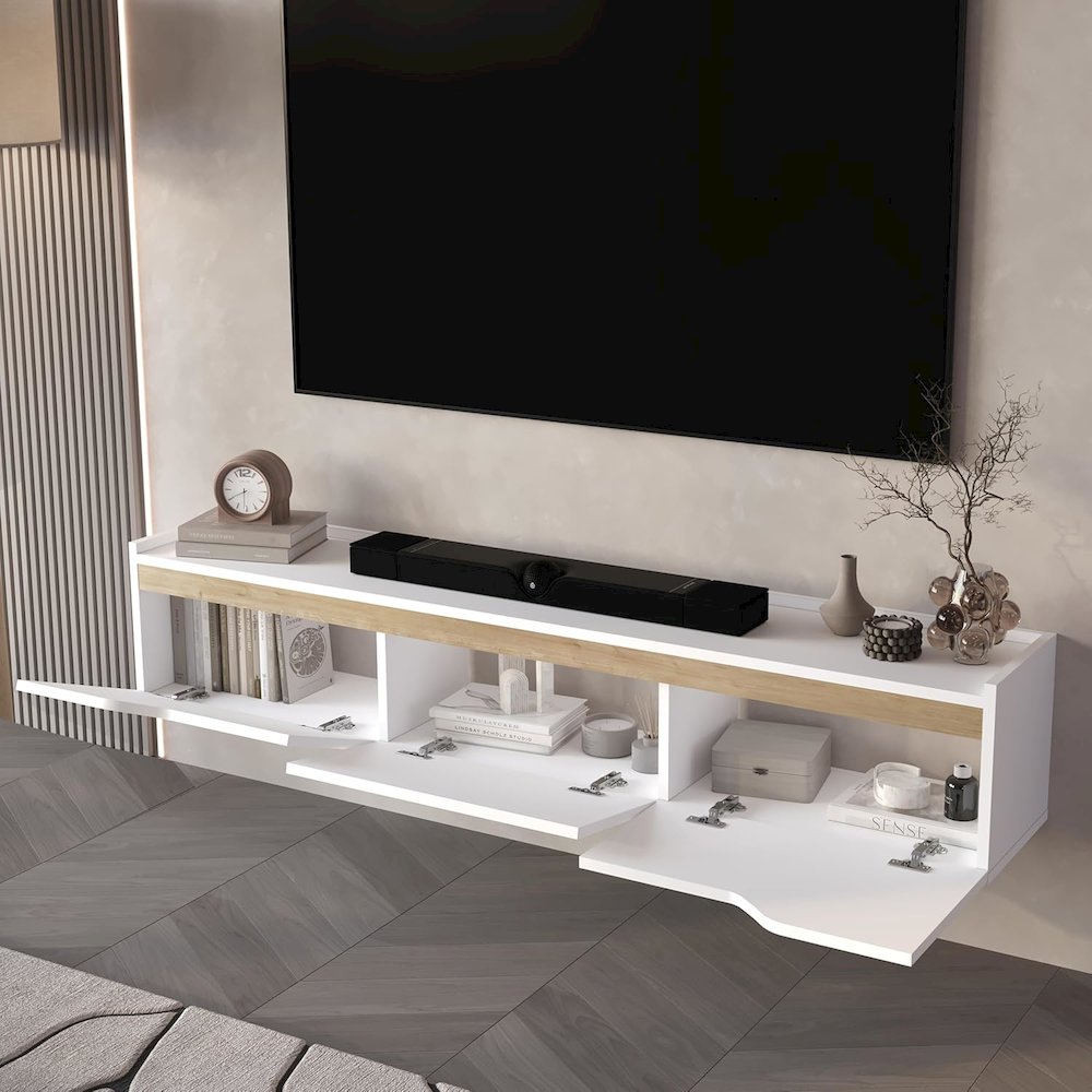 Floating TV Stand for 75 Inch TVs, Modern Entertainment Center. Picture 6