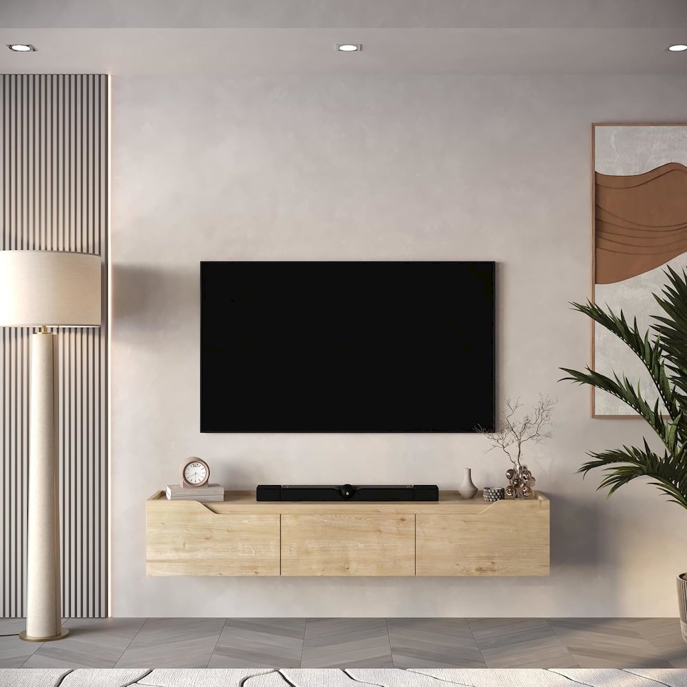 Floating TV Stand for 75 Inch TVs, Modern Entertainment Center. Picture 8