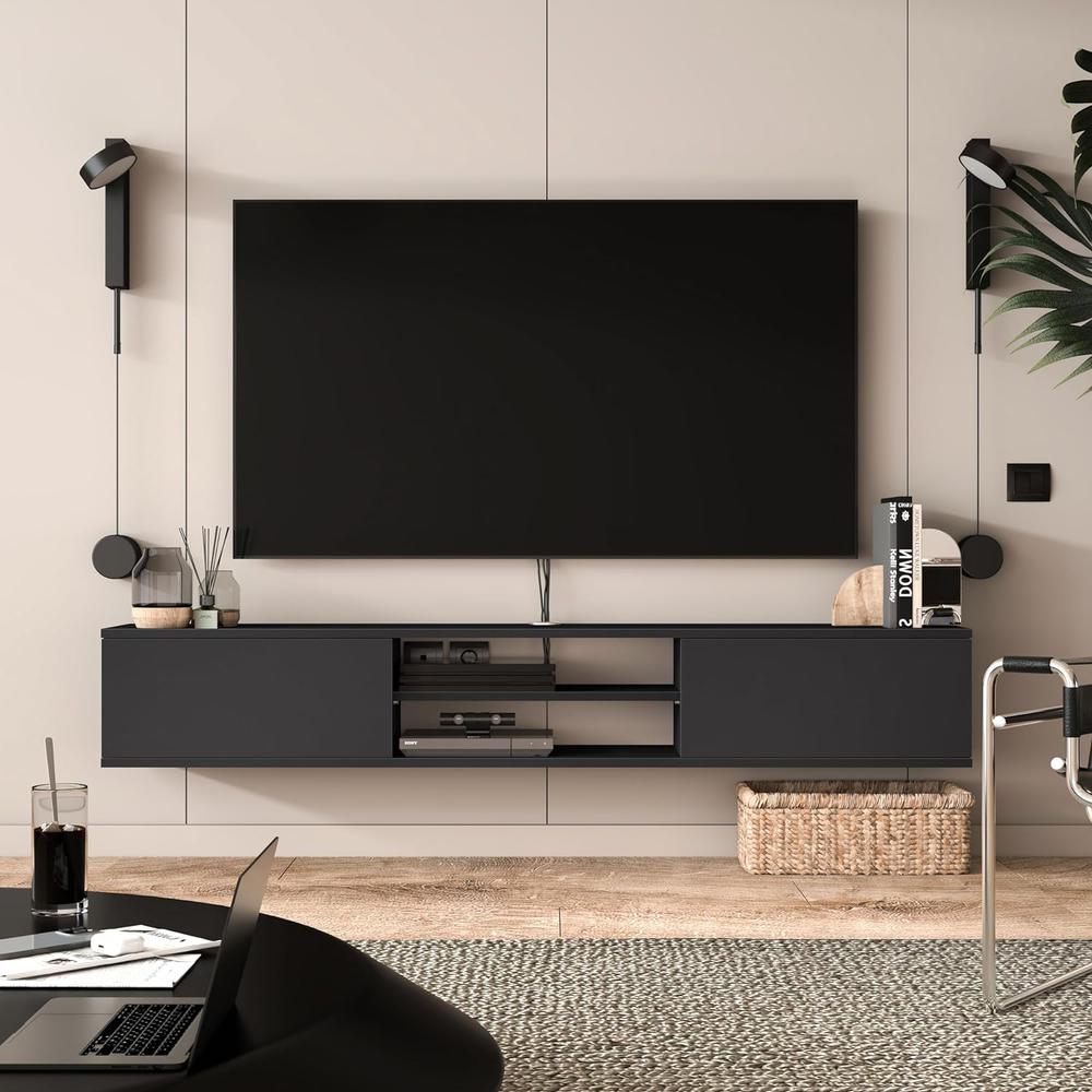 Atelier Mobili Floating TV Stand 70 Inch, Wall Mounted Entertainment Center. Picture 2