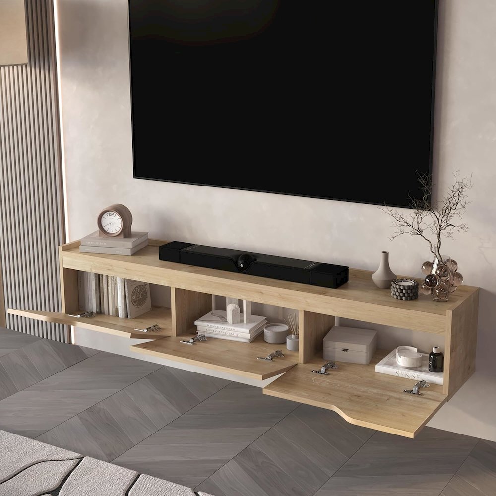 Floating TV Stand for 75 Inch TVs, Modern Entertainment Center. Picture 6