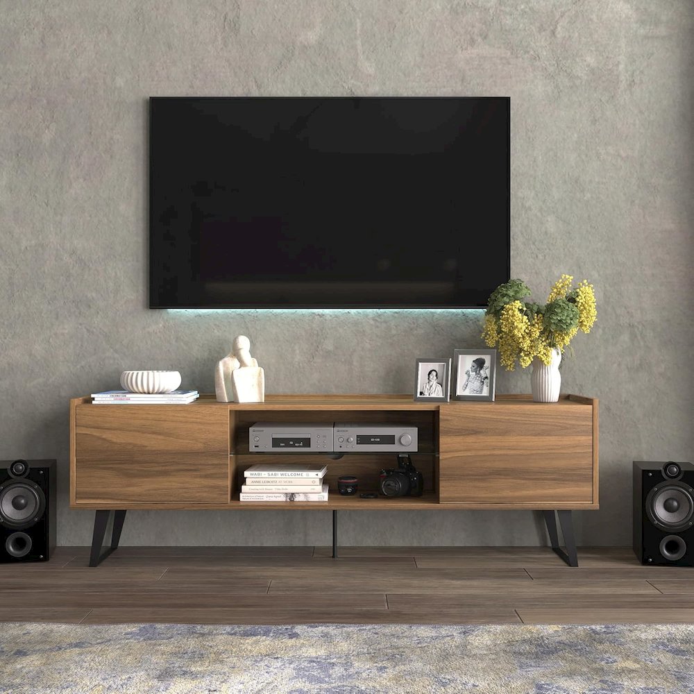 Modern TV Stand for 65-75-80 Inch TVs, Farmhouse Entertainment Center. Picture 6