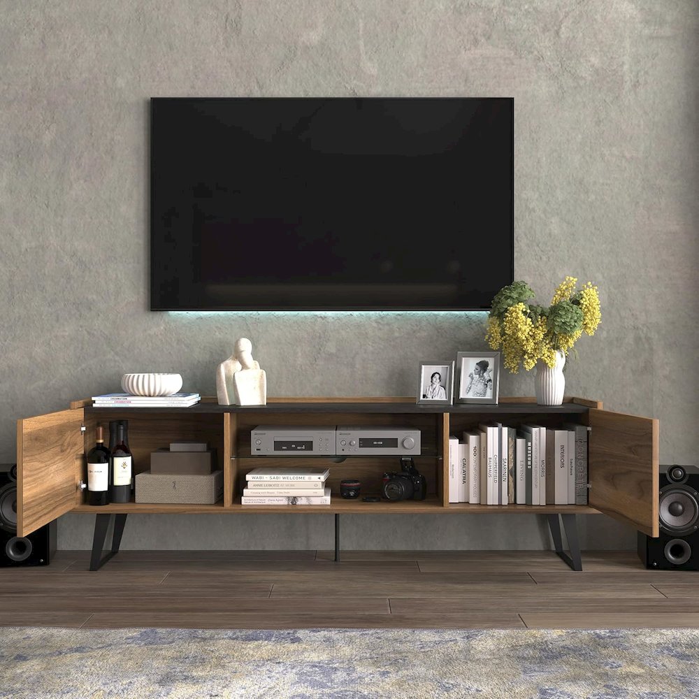 Modern TV Stand for 65-75-80 Inch TVs, Farmhouse Entertainment Center. Picture 5