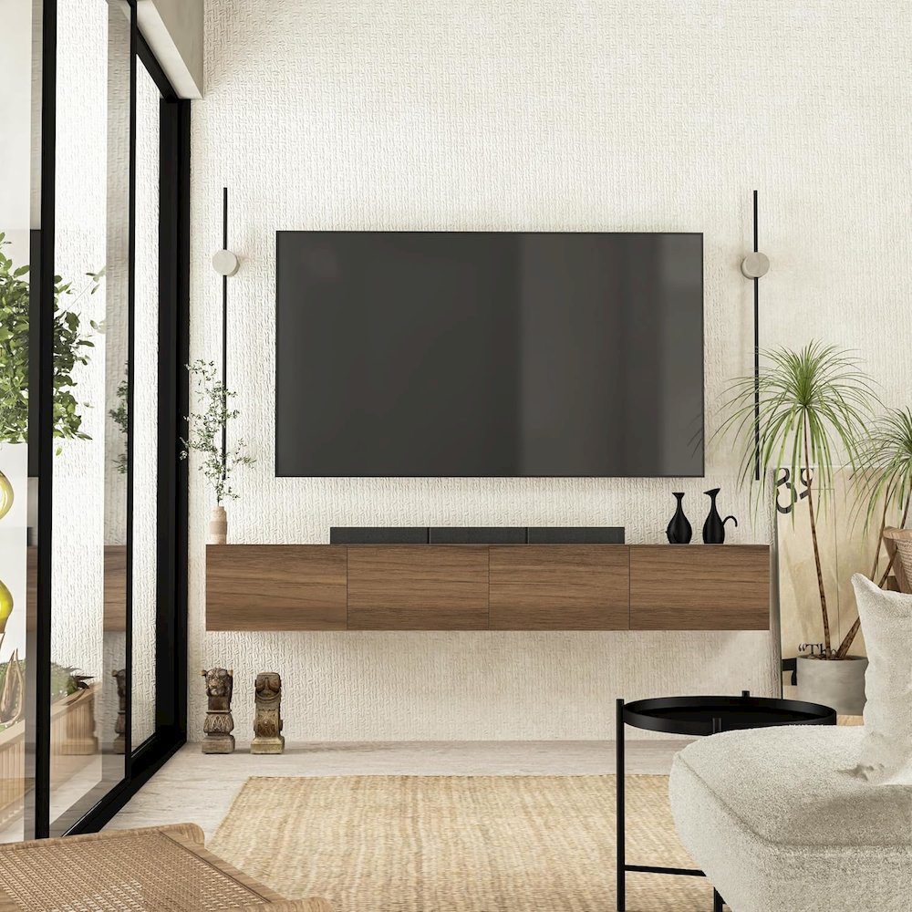 Floating TV Stand - Wall Mounted TV Stand for 75 Inch TV - Floating TV Shelf. Picture 7