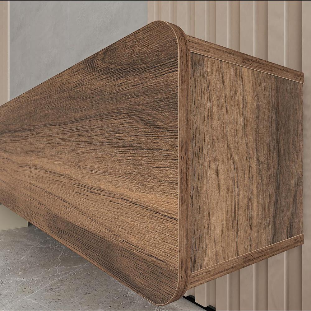 Floating TV Console for up to 80 inch TV and Under TV Cabinet (Walnut). Picture 7