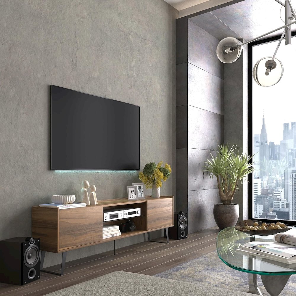 Modern TV Stand for 65-75-80 Inch TVs, Farmhouse Entertainment Center. Picture 5
