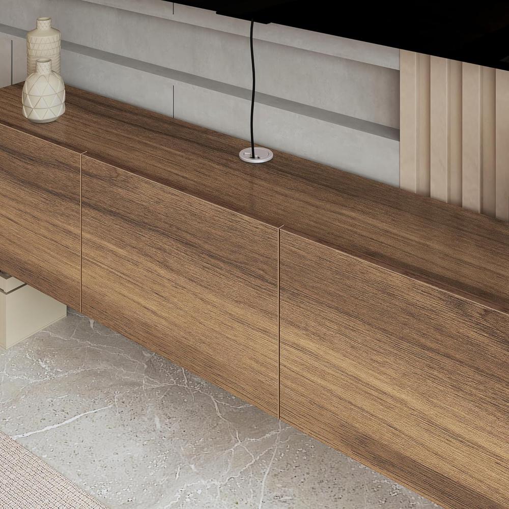 Floating TV Console for up to 80 inch TV and Under TV Cabinet (Walnut). Picture 6