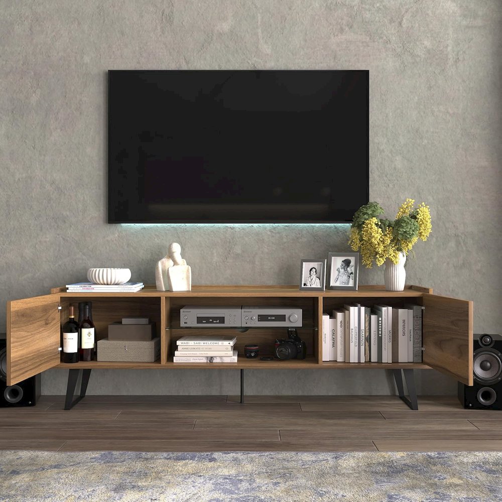 Modern TV Stand for 65-75-80 Inch TVs, Farmhouse Entertainment Center. Picture 8