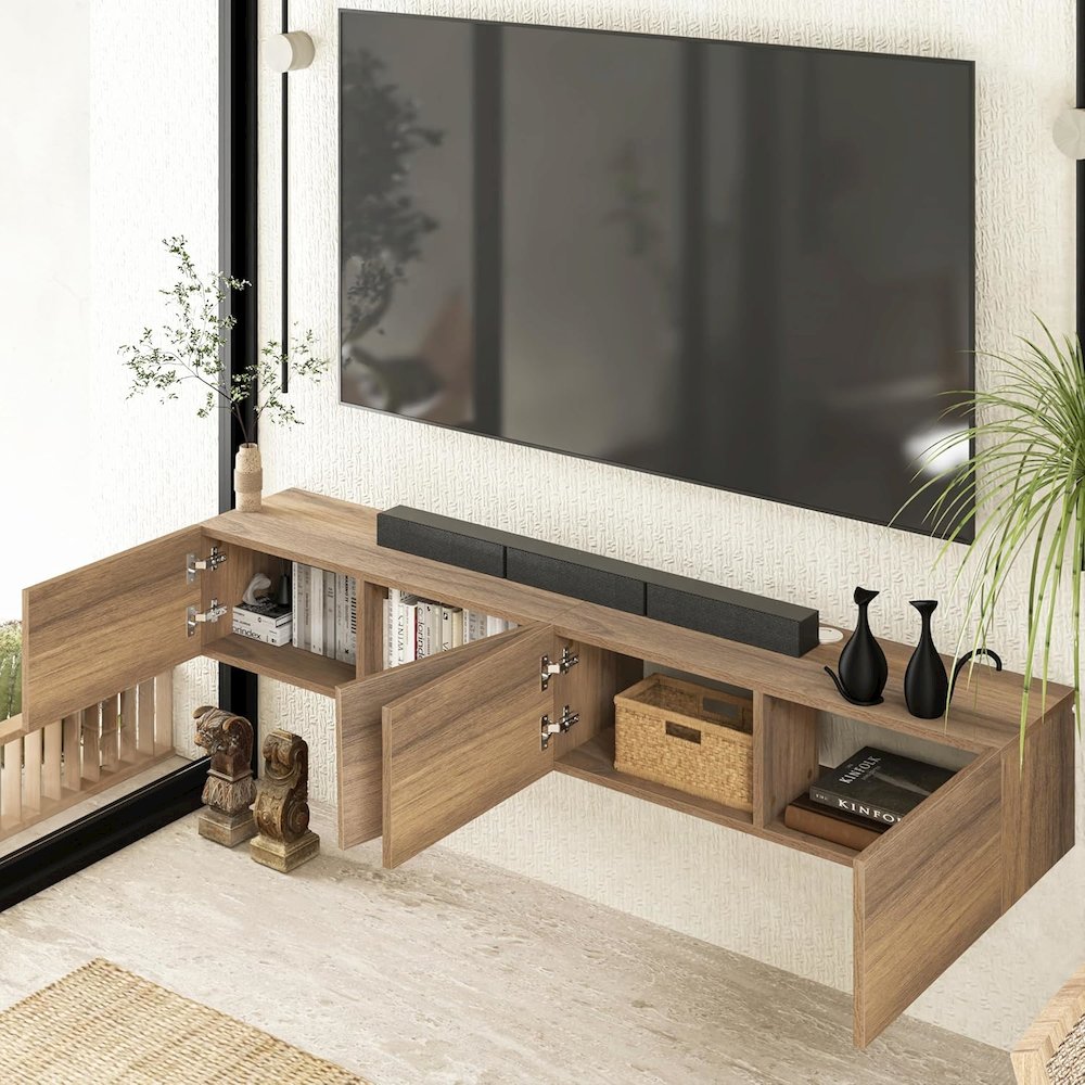 Floating TV Stand - Wall Mounted TV Stand for 75 Inch TV - Floating TV Shelf. Picture 5