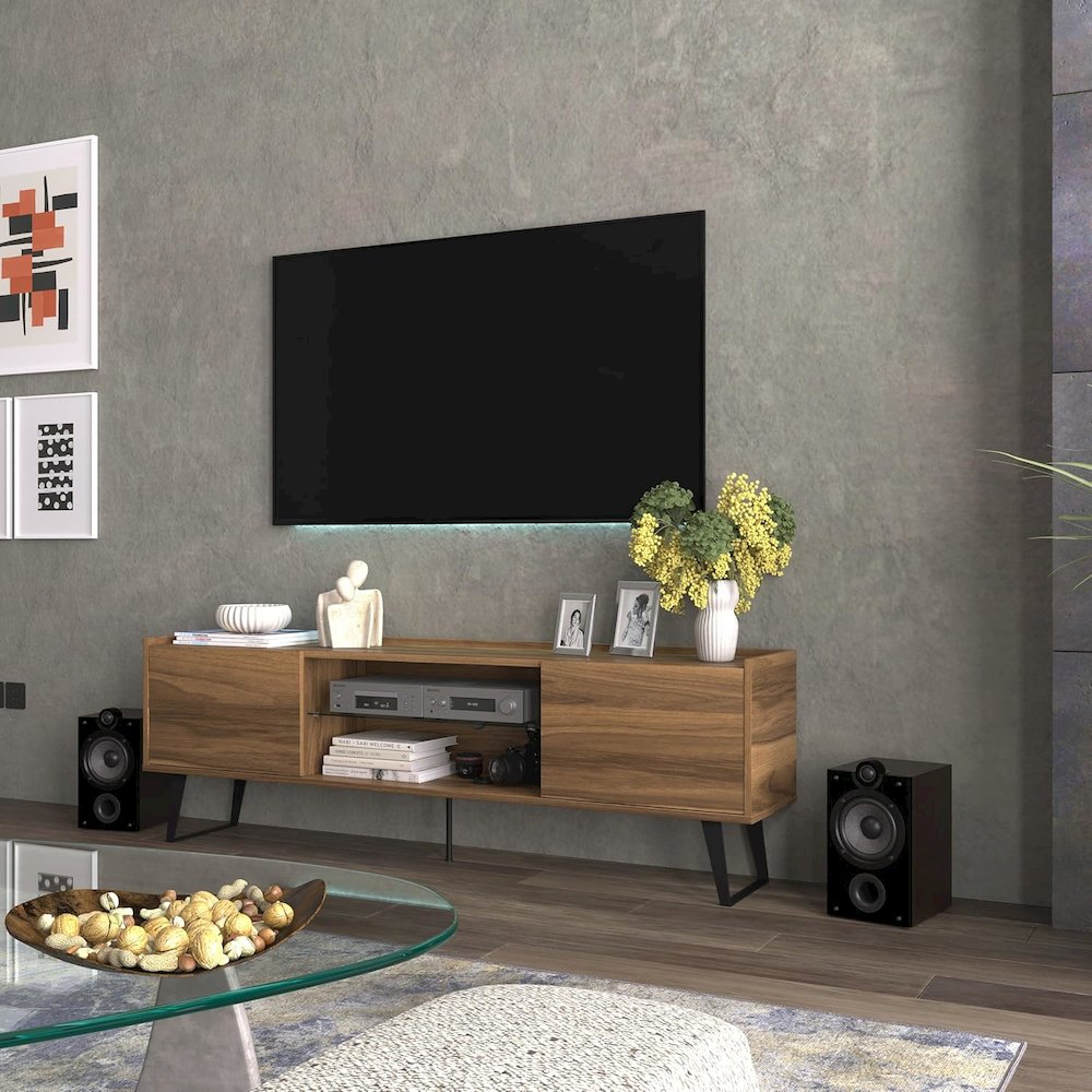 Modern TV Stand for 65-75-80 Inch TVs, Farmhouse Entertainment Center. Picture 7