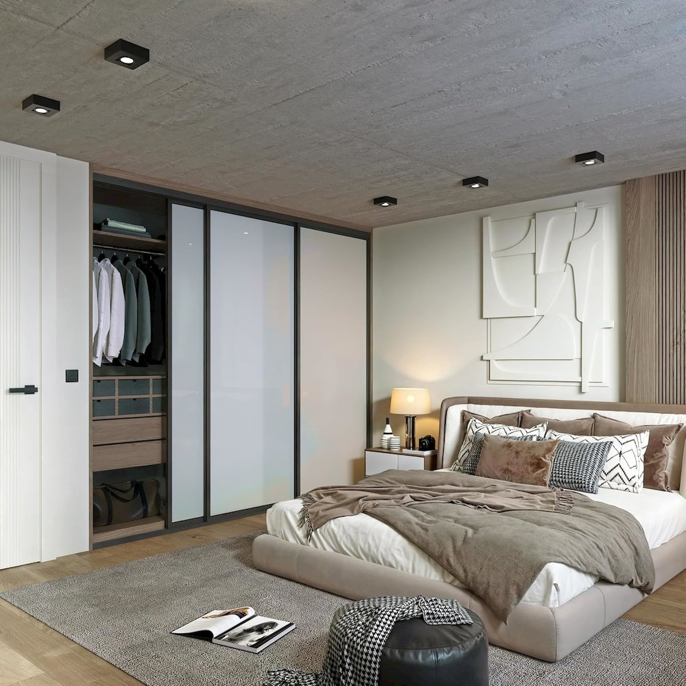 3 Panel Glass Sliding Closet Door, Aluminum Frame. Picture 3