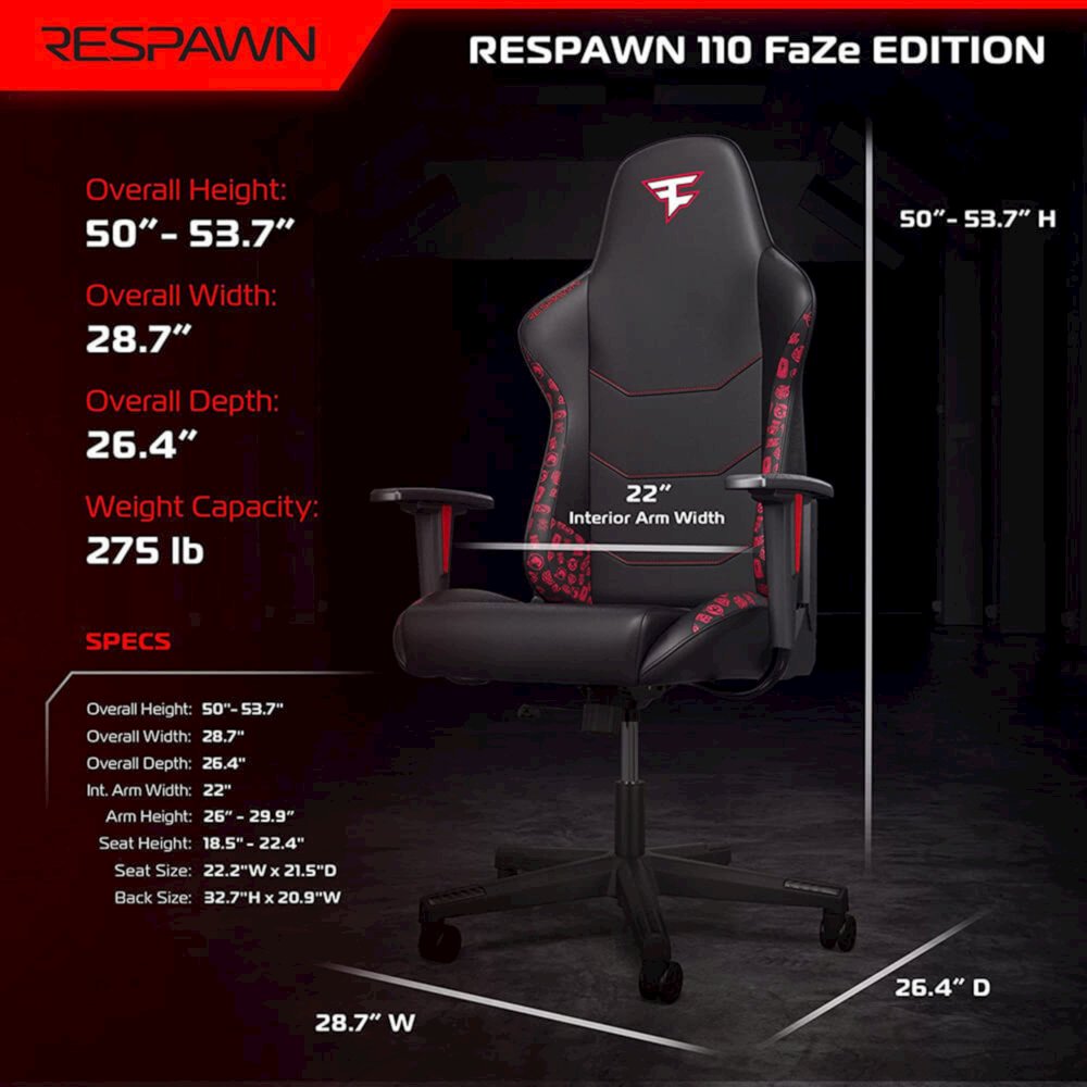 Racing Style High Back PC Computer Desk Office Chair - FaZe. Picture 7