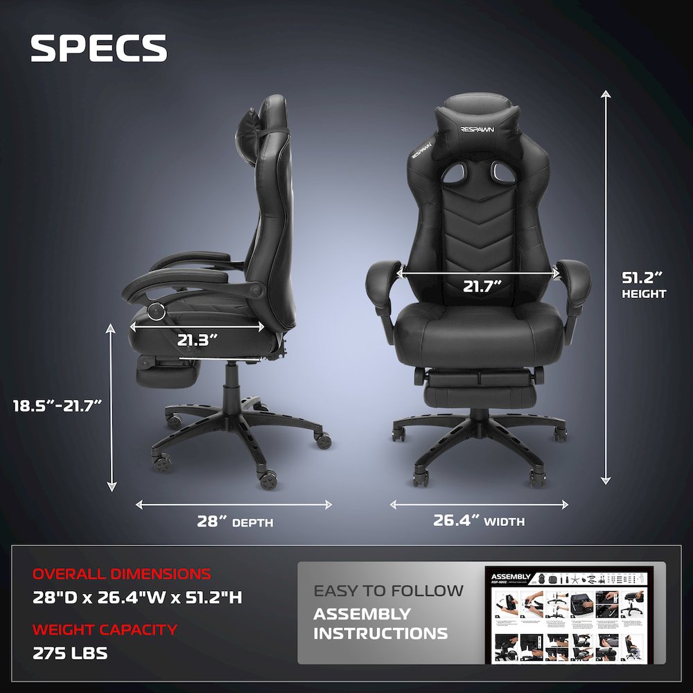 Gaming Chairs For Adults With Headrest Pillow - Black. Picture 2