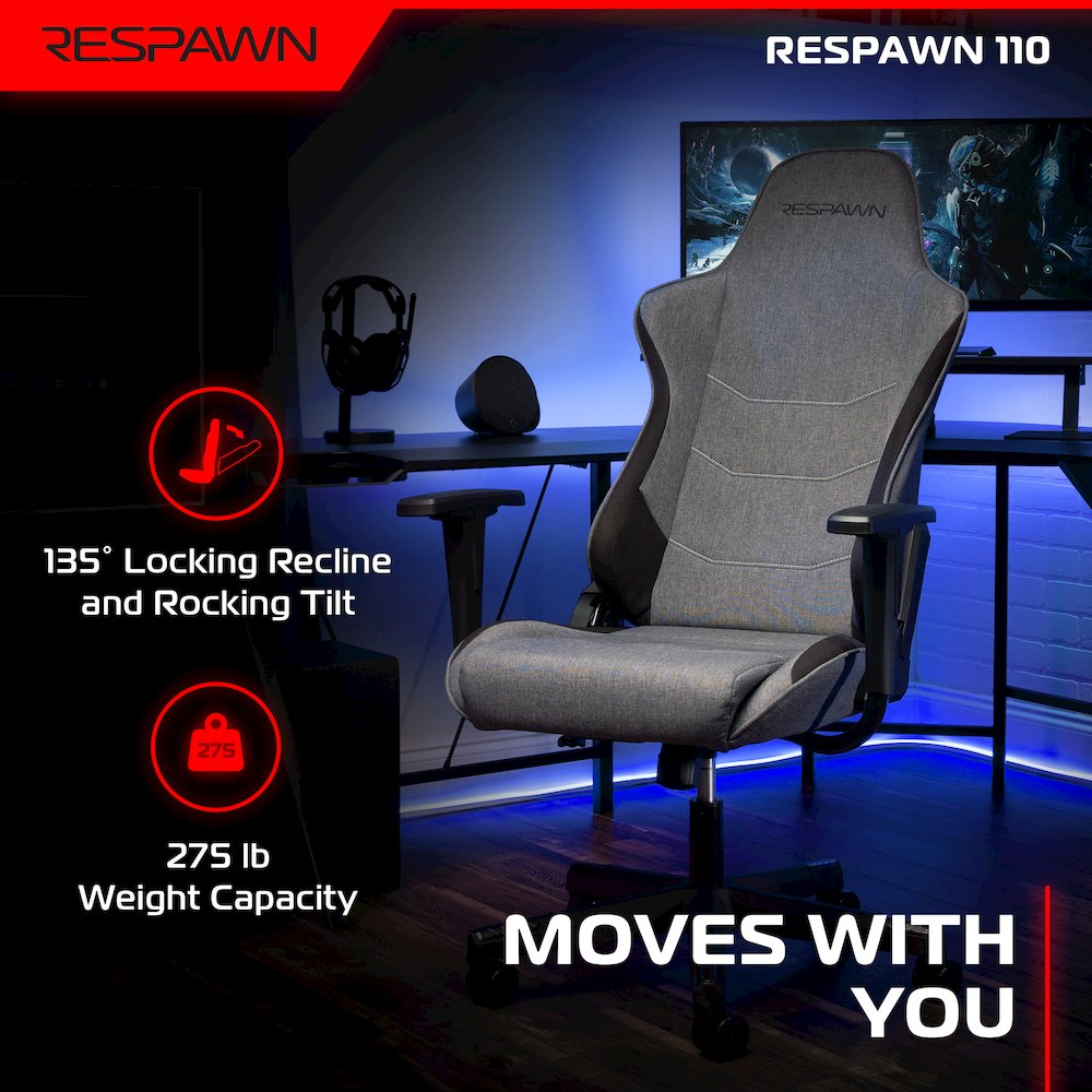 Racing Style High Back PC Computer Desk Office Chair - Grey Fabric. Picture 5