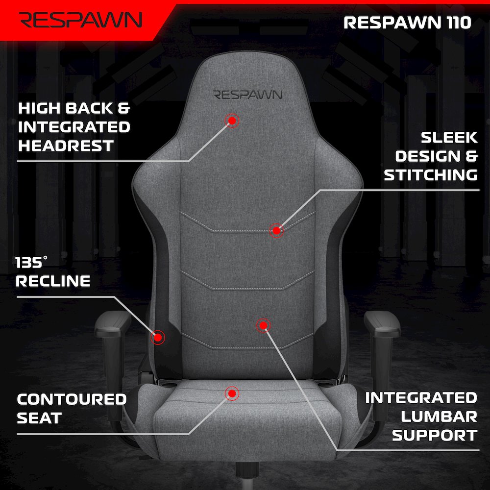 Racing Style High Back PC Computer Desk Office Chair - Grey Fabric. Picture 3