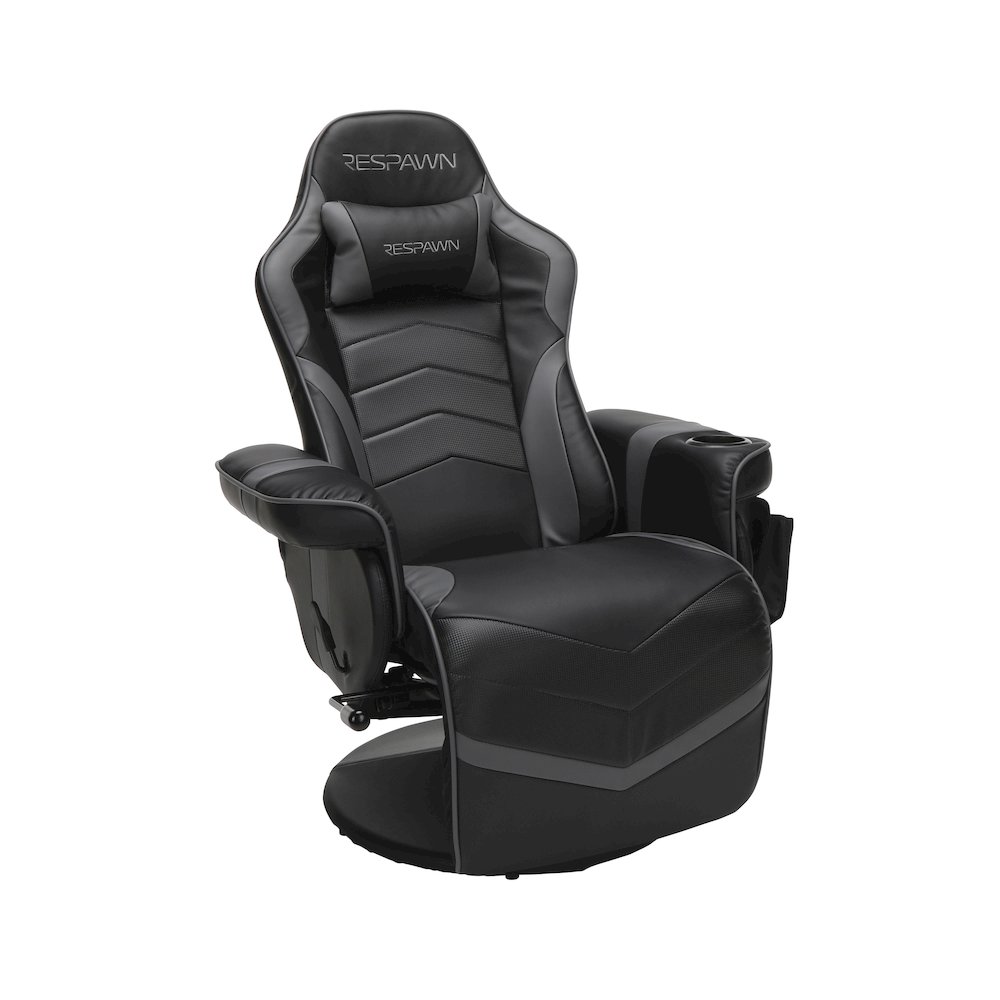 Reclining Gaming Chair with Footrest, Gaming Chair Recliner - Grey. Picture 1