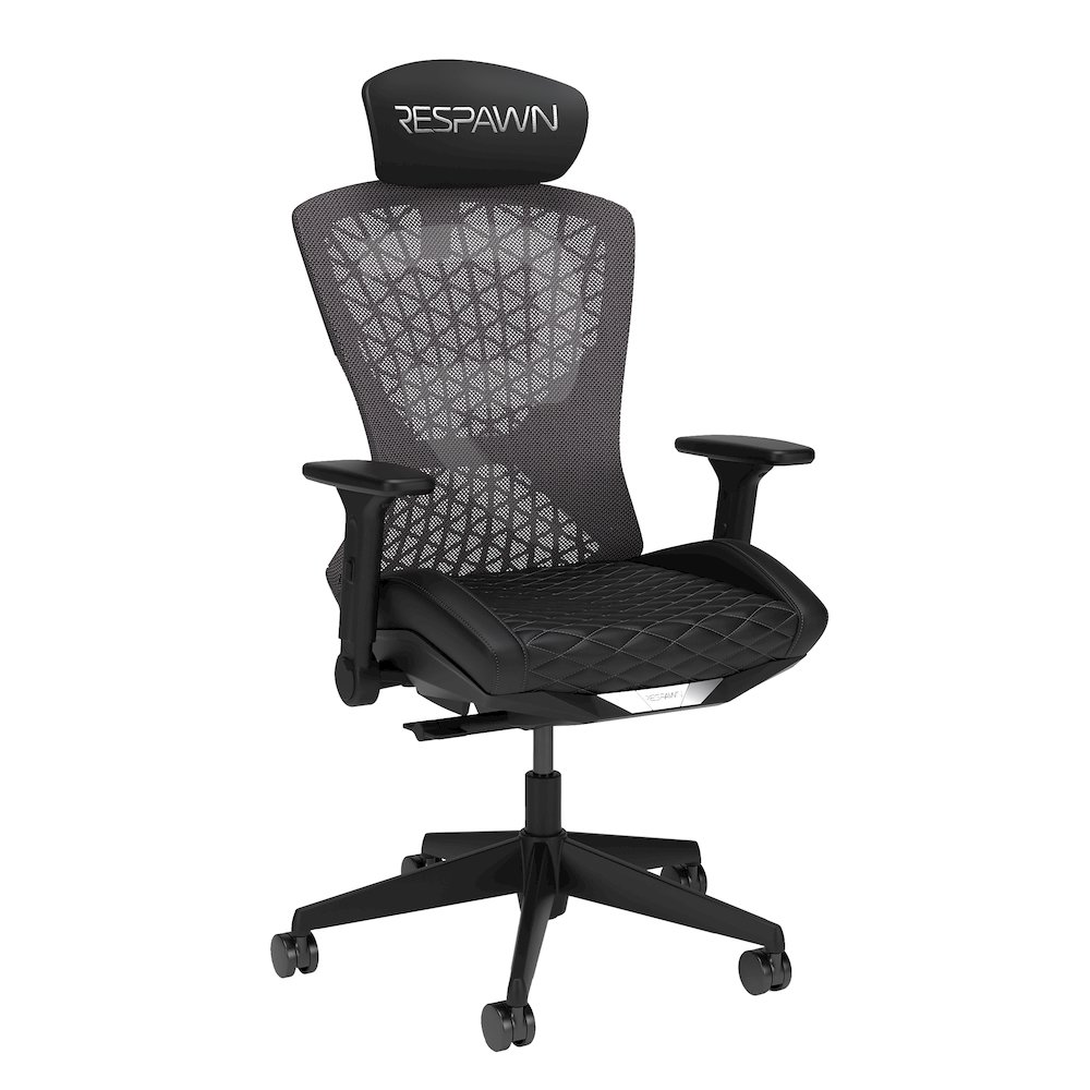 Ergonomic Mesh Office Gaming Chair - High Back - Stealth Black. Picture 1