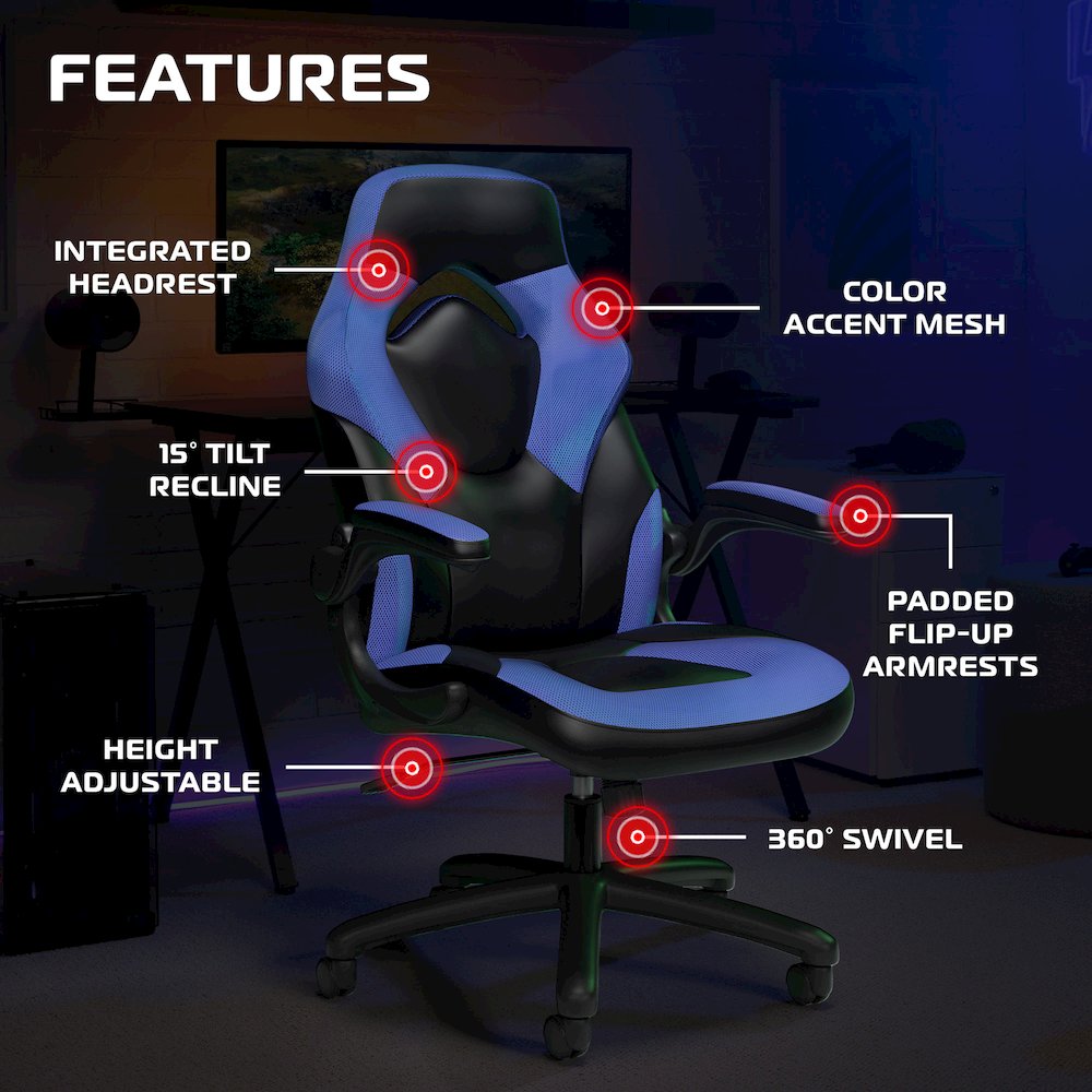 Office Chairs Adjustable Tilt Tension & Tilt Lock - Blue. Picture 6