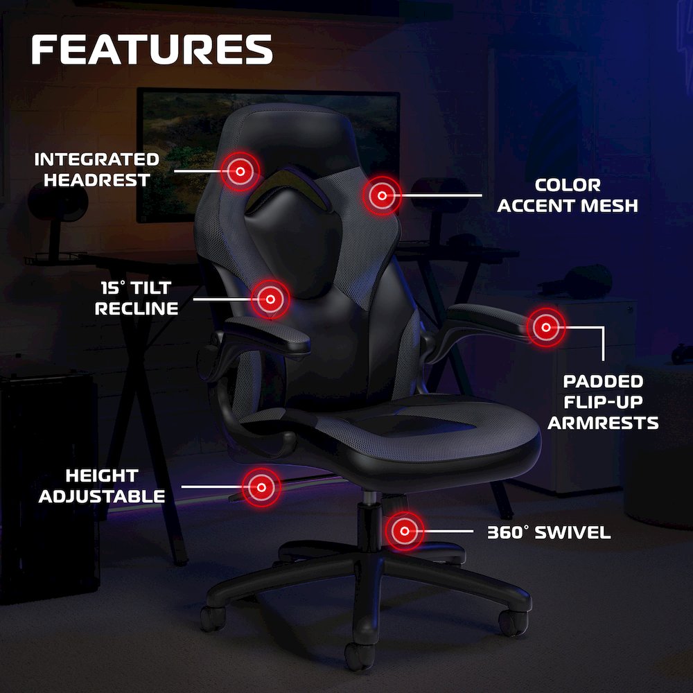 Office Chairs Adjustable Tilt Tension & Tilt Lock - Gray. Picture 6