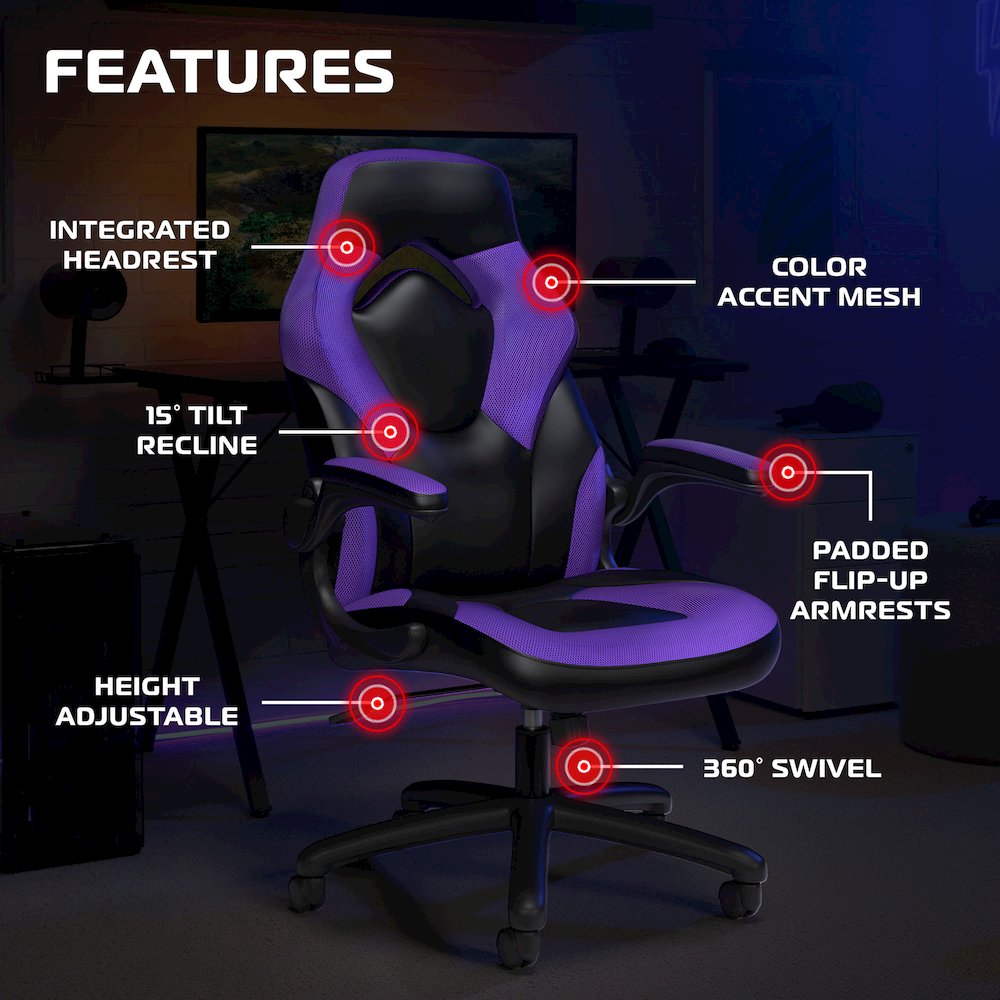 Office Chairs Adjustable Tilt Tension & Tilt Lock - Purple. Picture 6