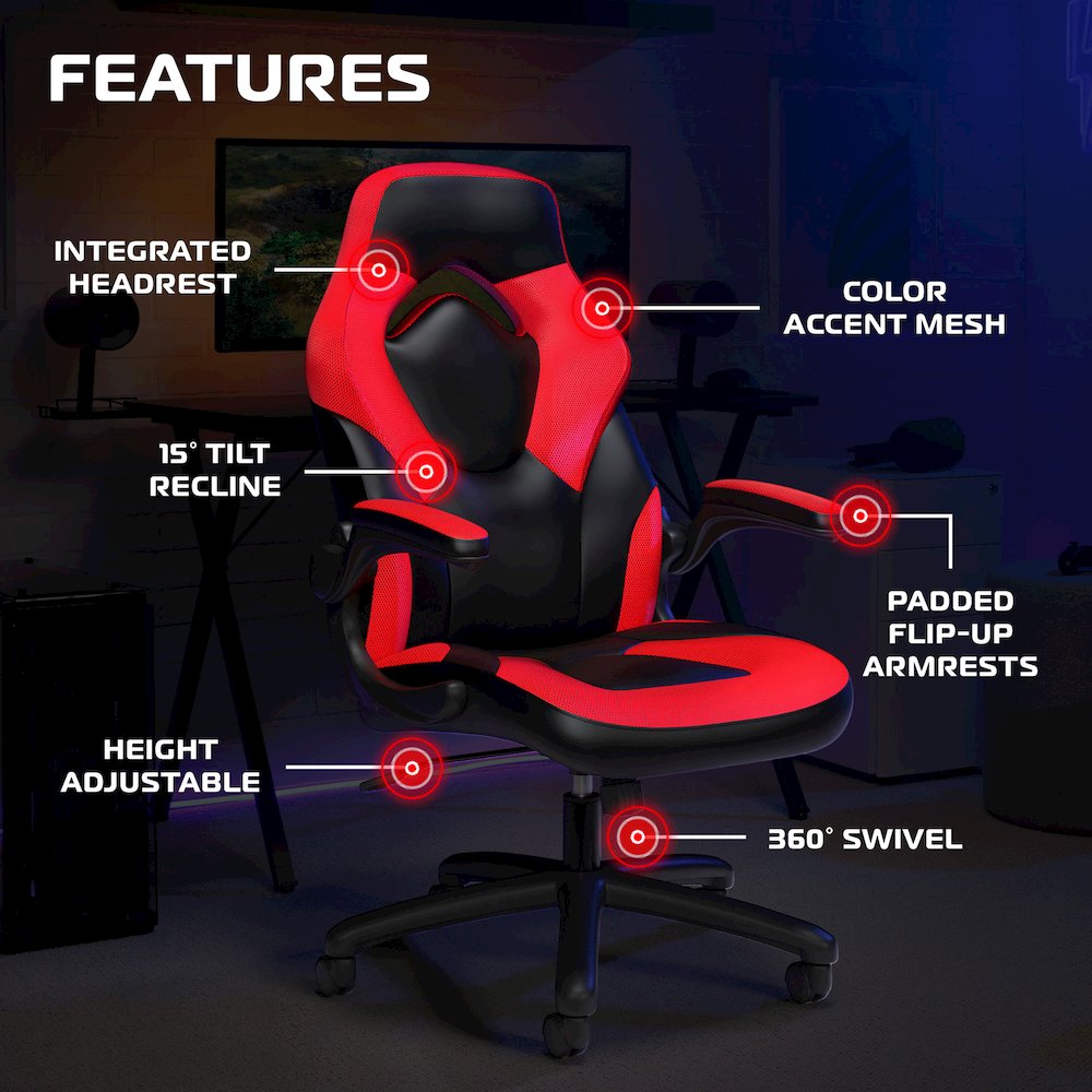 Office Chairs Adjustable Tilt Tension & Tilt Lock - Red. Picture 6
