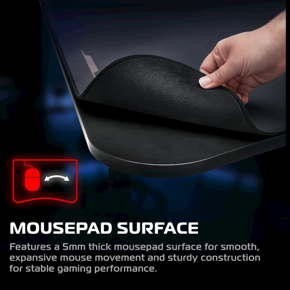 Gaming Desk with Cable Management - 63 Inch Full Computer Desk Mouse Pad- Black. Picture 3