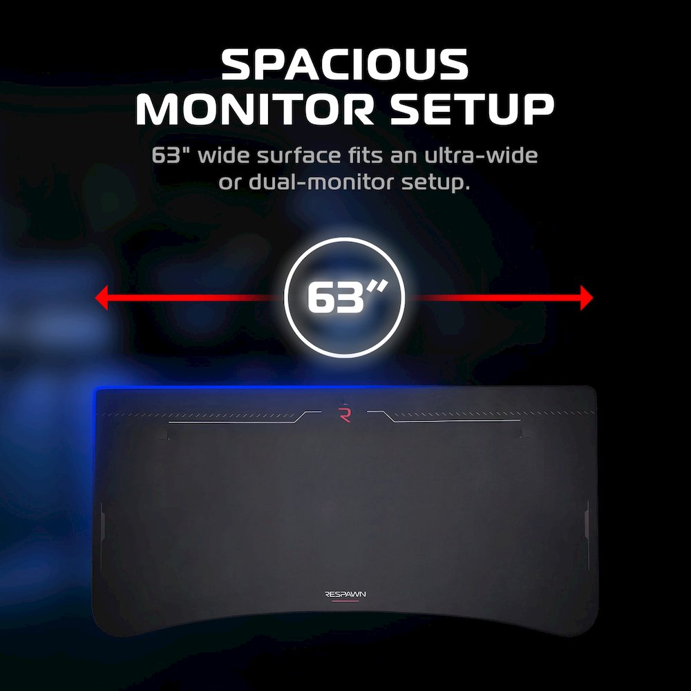 Gaming Desk with Cable Management - 63 Inch Full Computer Desk Mouse Pad- Black. Picture 5