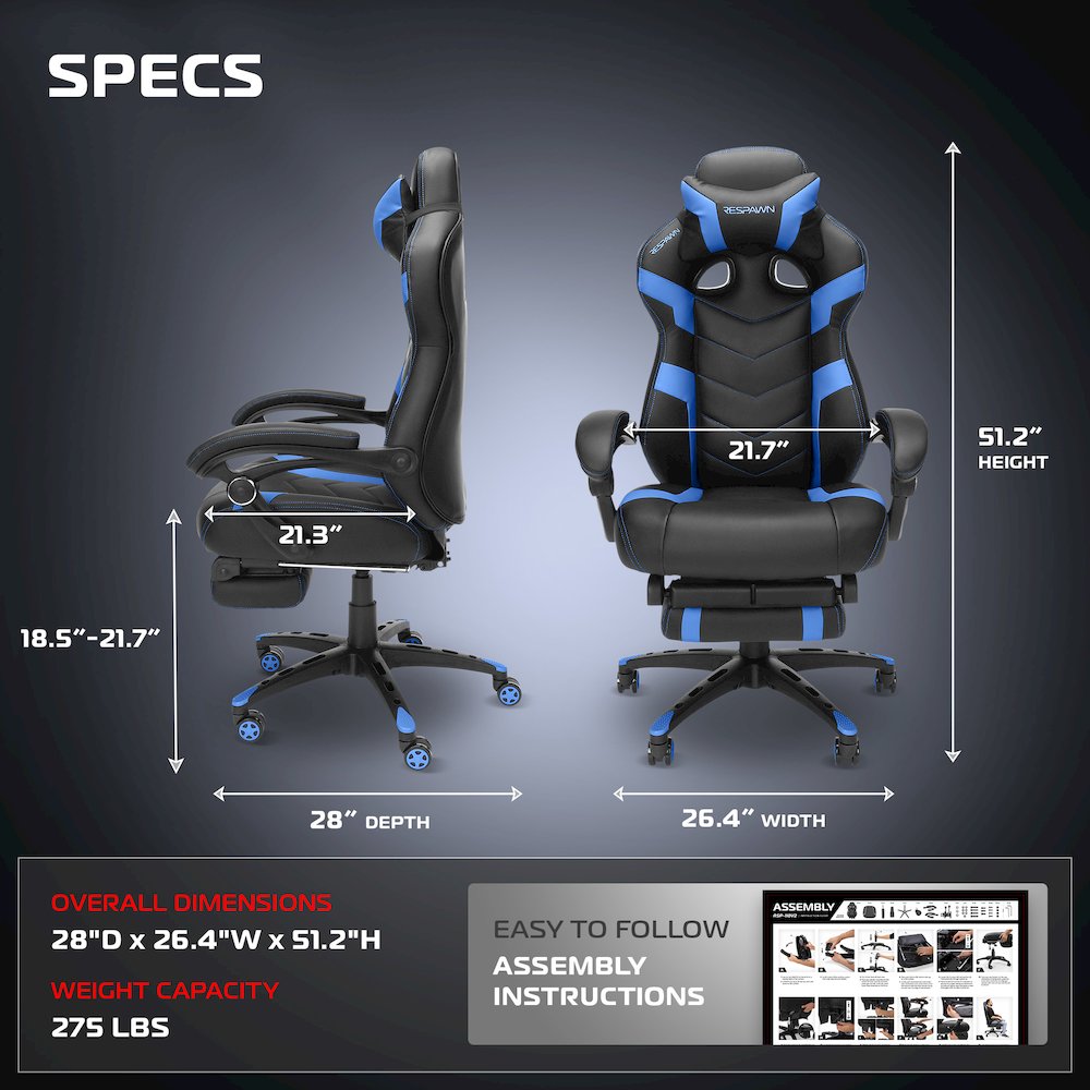 Gaming Chairs For Adults With Headrest Pillow - Blue. Picture 2