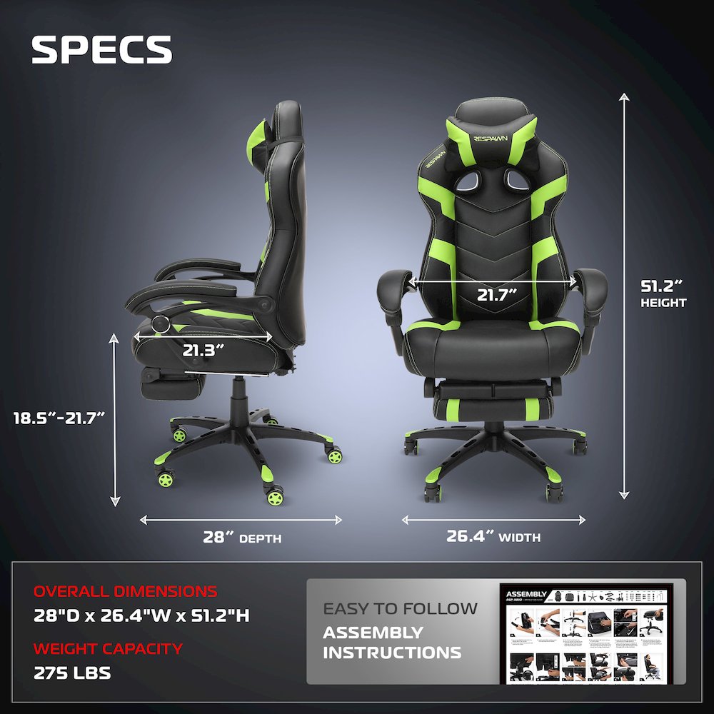 Gaming Chairs For Adults With Headrest Pillow - Green. Picture 2