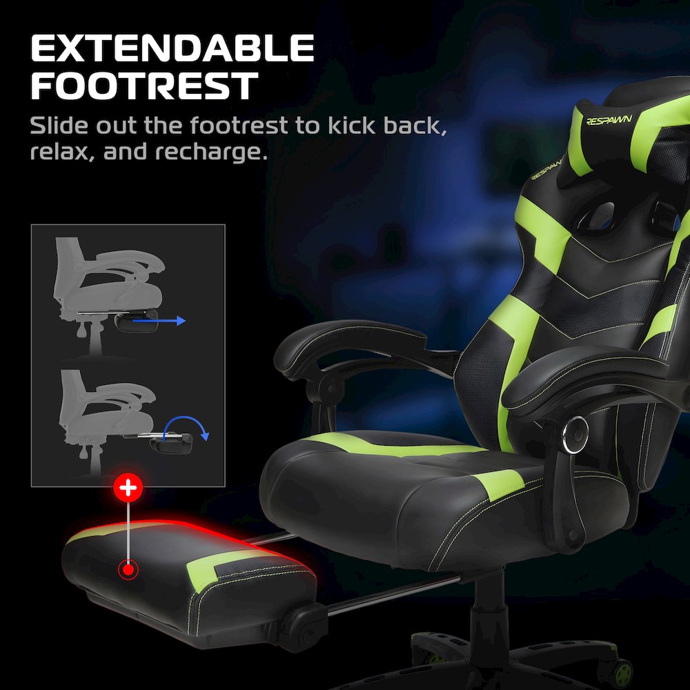 Gaming Chairs For Adults With Headrest Pillow - Green. Picture 3