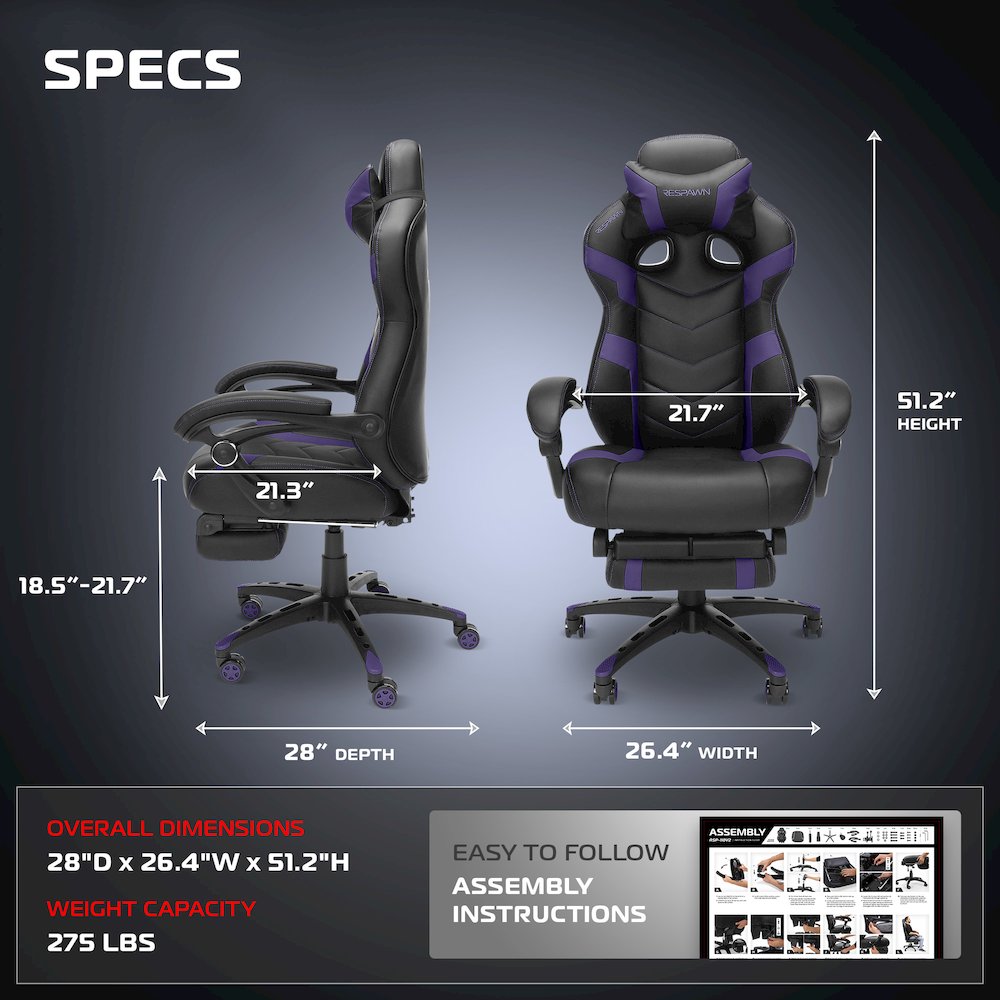 Gaming Chairs For Adults With Headrest Pillow - Purple. Picture 2