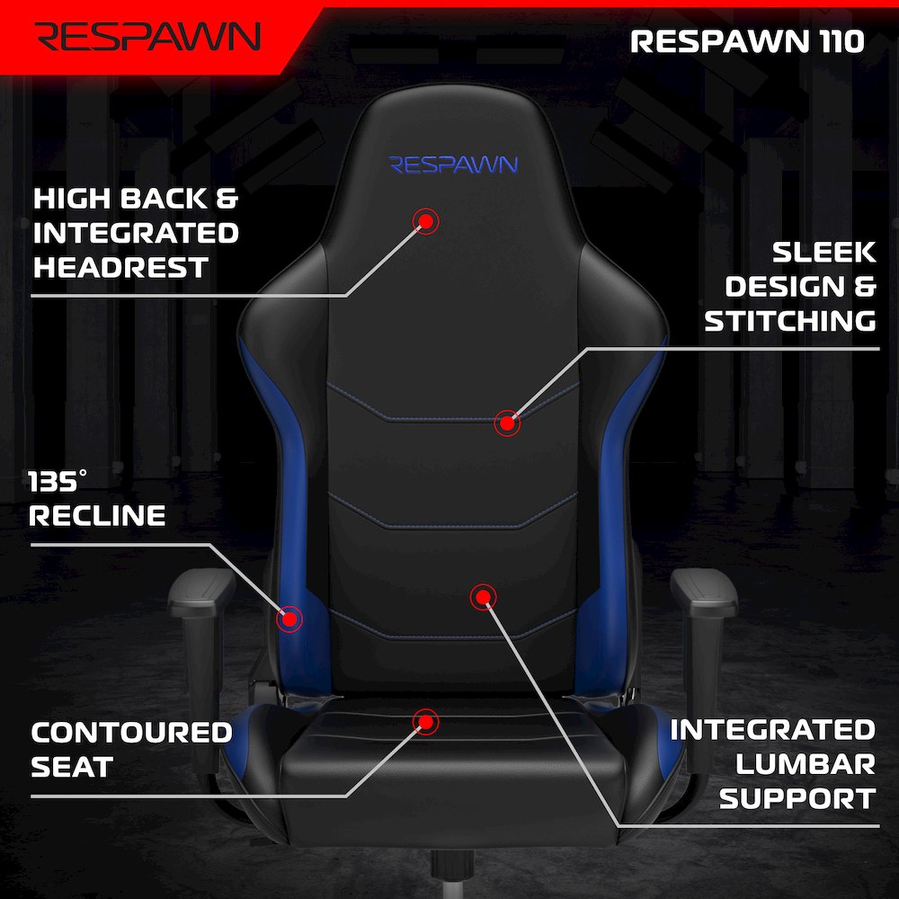Racing Style High Back PC Computer Desk Office Chair - Blue. Picture 3
