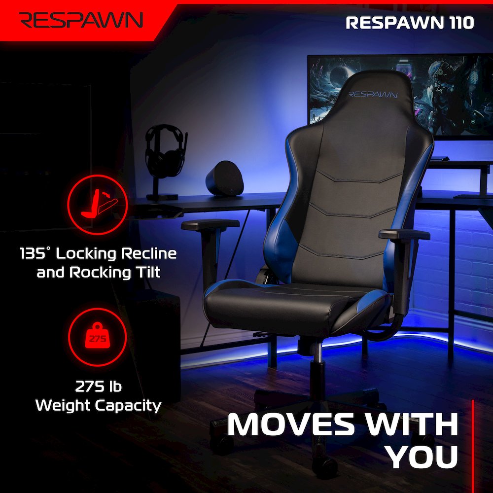 Racing Style High Back PC Computer Desk Office Chair - Blue. Picture 5
