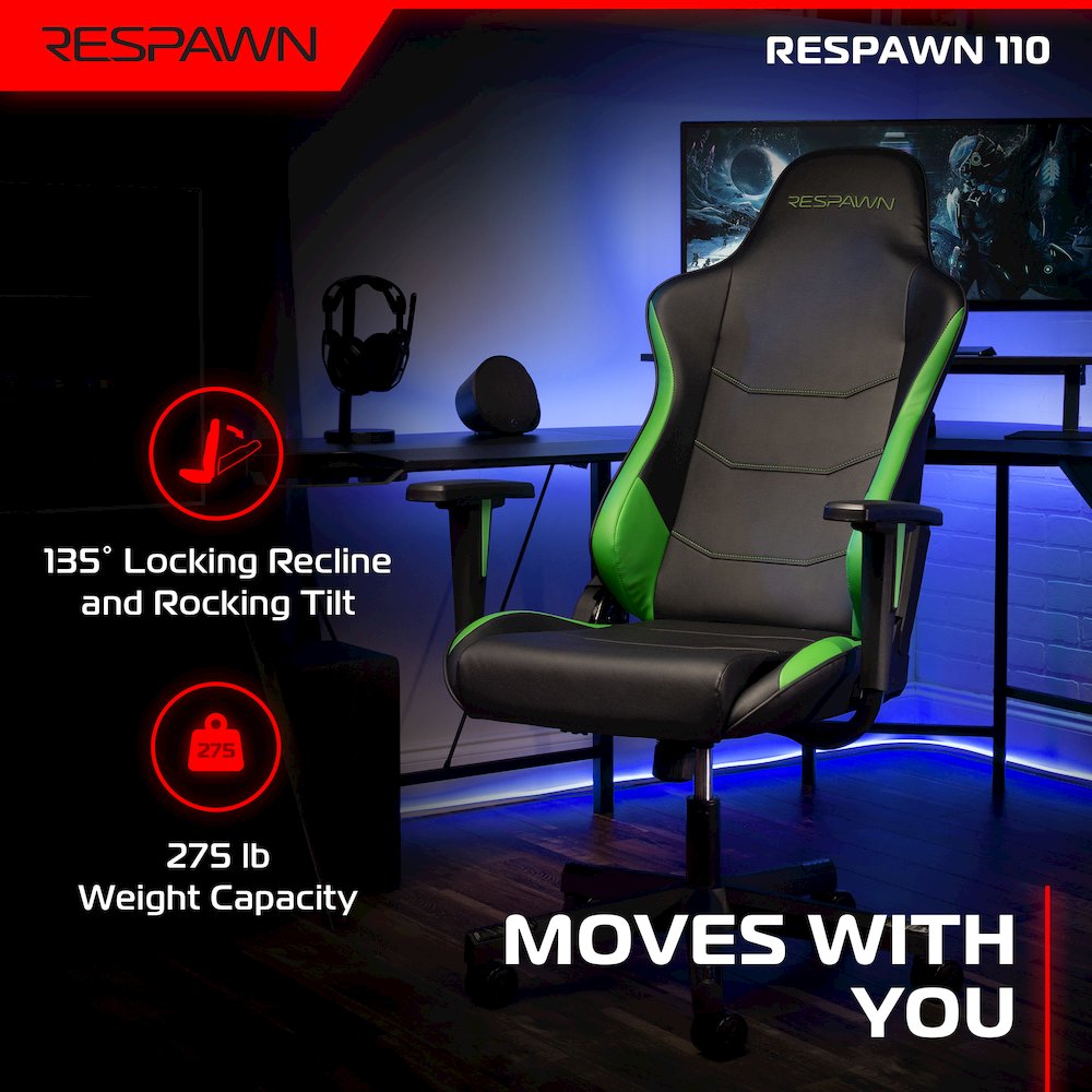 Racing Style High Back PC Computer Desk Office Chair - Green. Picture 5